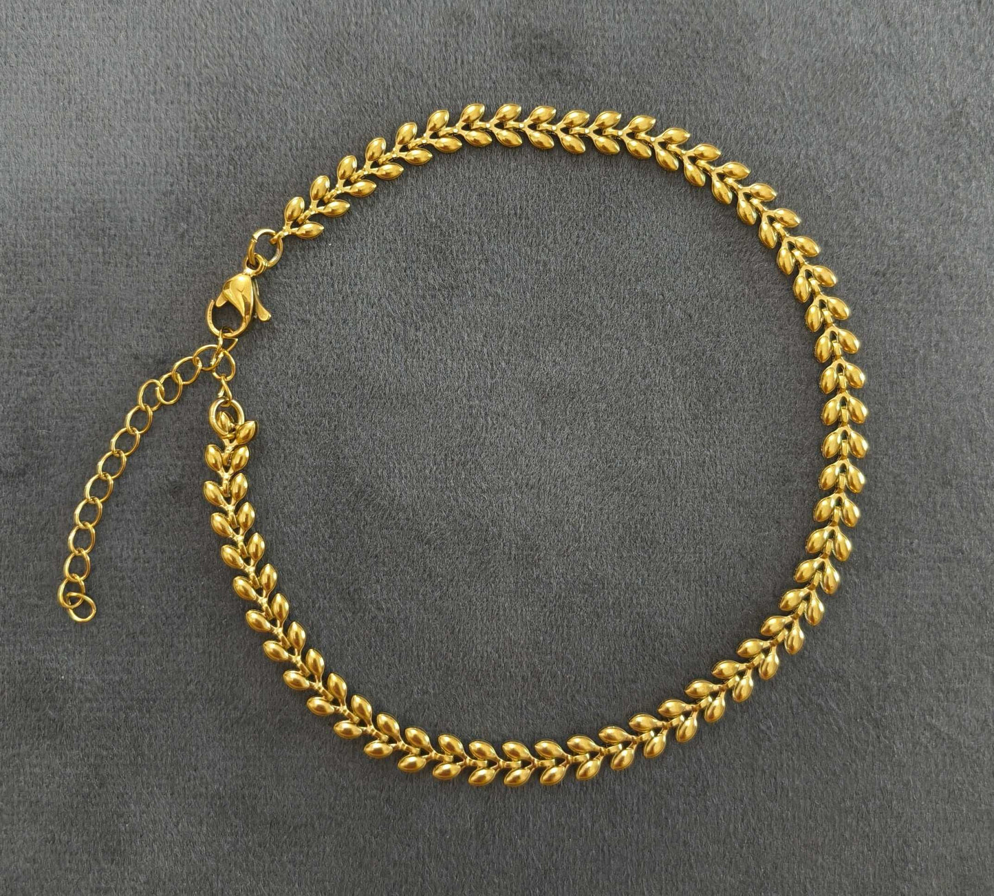Golden Leaf Chain Anklet For Women 18K Gold Plated