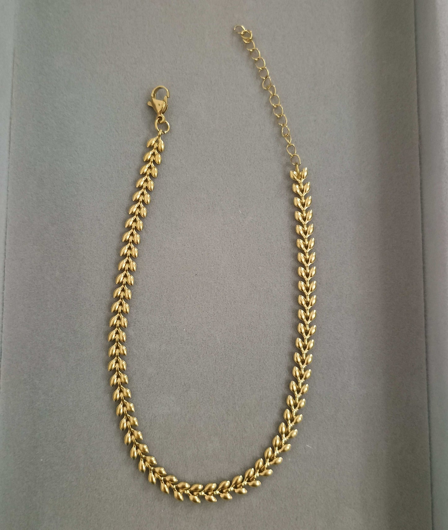 Golden Leaf Chain Anklet For Women 18k Gold Plated