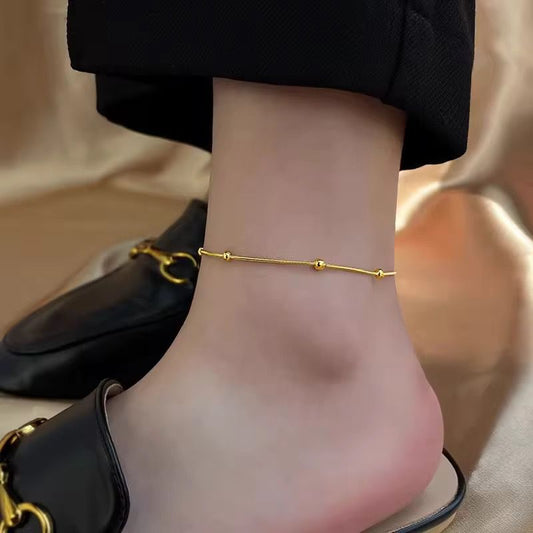 Golden Bead Chain Bracelet/Anklet For Women 18K Gold Plated
