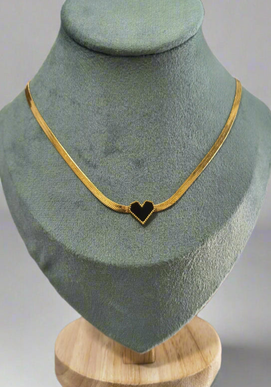 Heart Snake Chain Necklace 18K Gold Plated