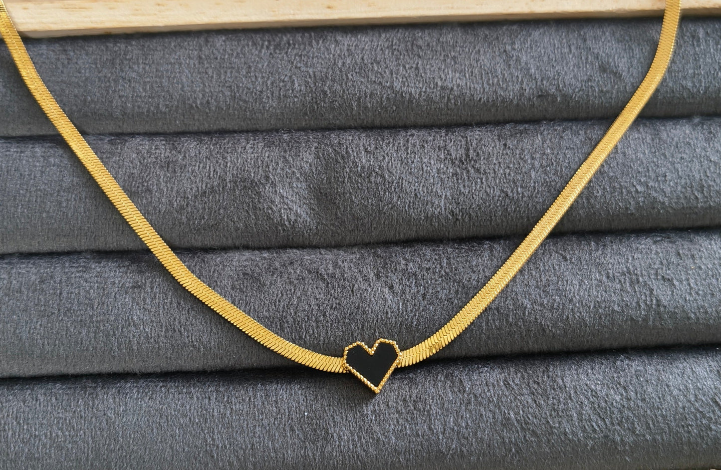 Heart Snake Chain Necklace 18K Gold Plated