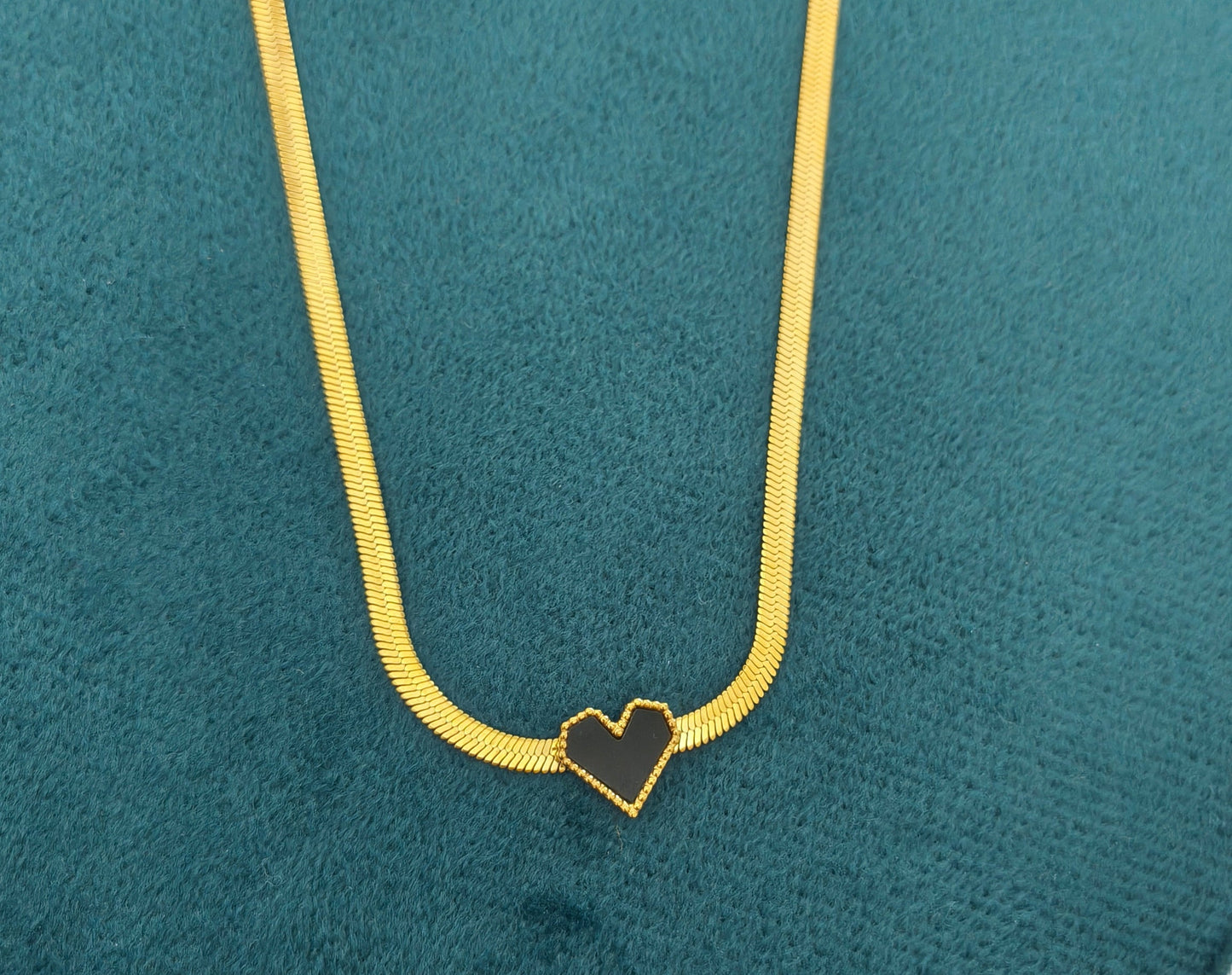 Heart Snake Chain Necklace 18K Gold Plated