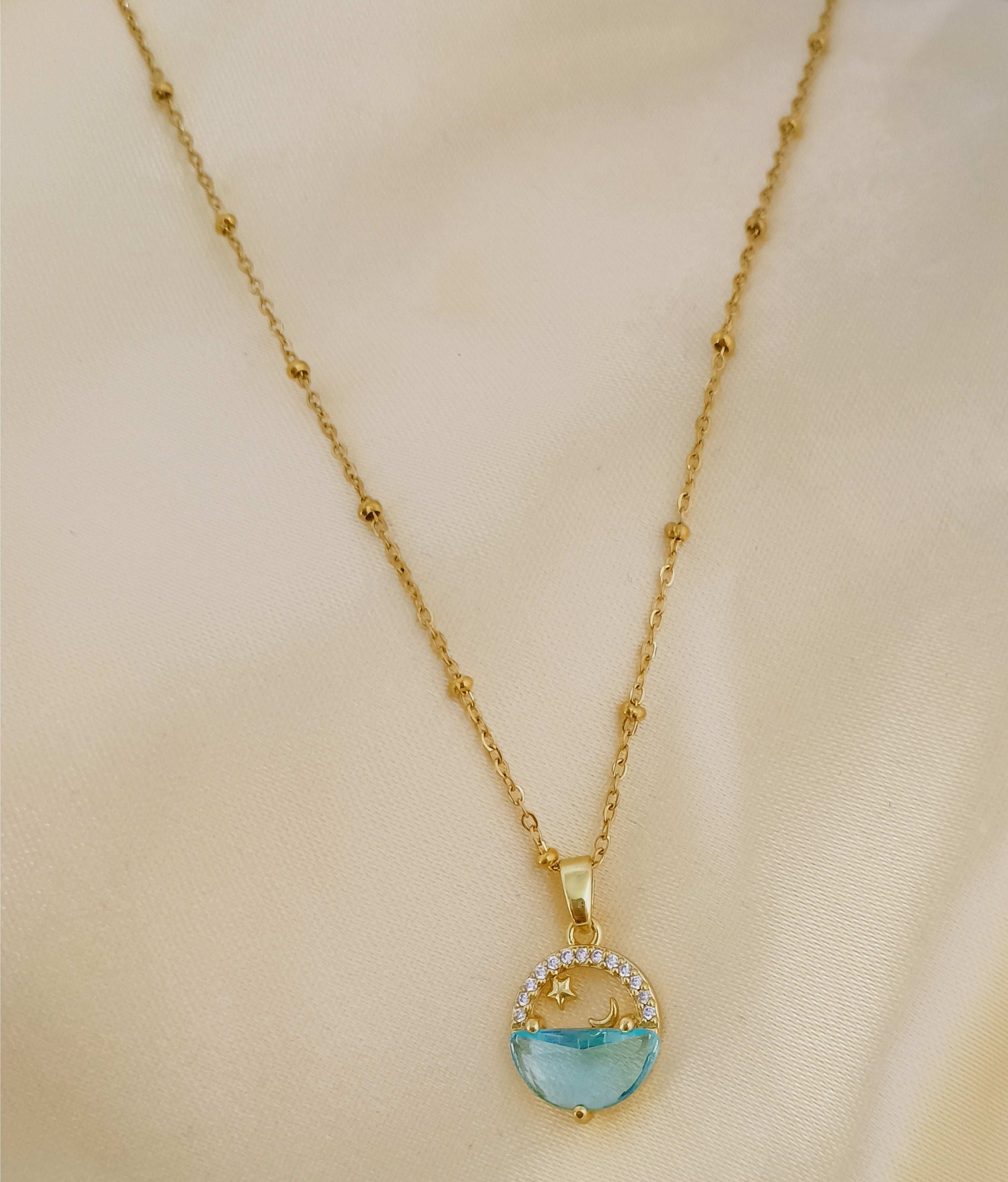 Anti Tarnish Moon Star Pendent Beach Necklace - Buy Online Now