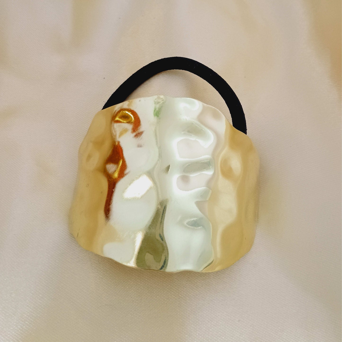 Textured Brass Oval Shaped Cuff Hair Band Gold Plated