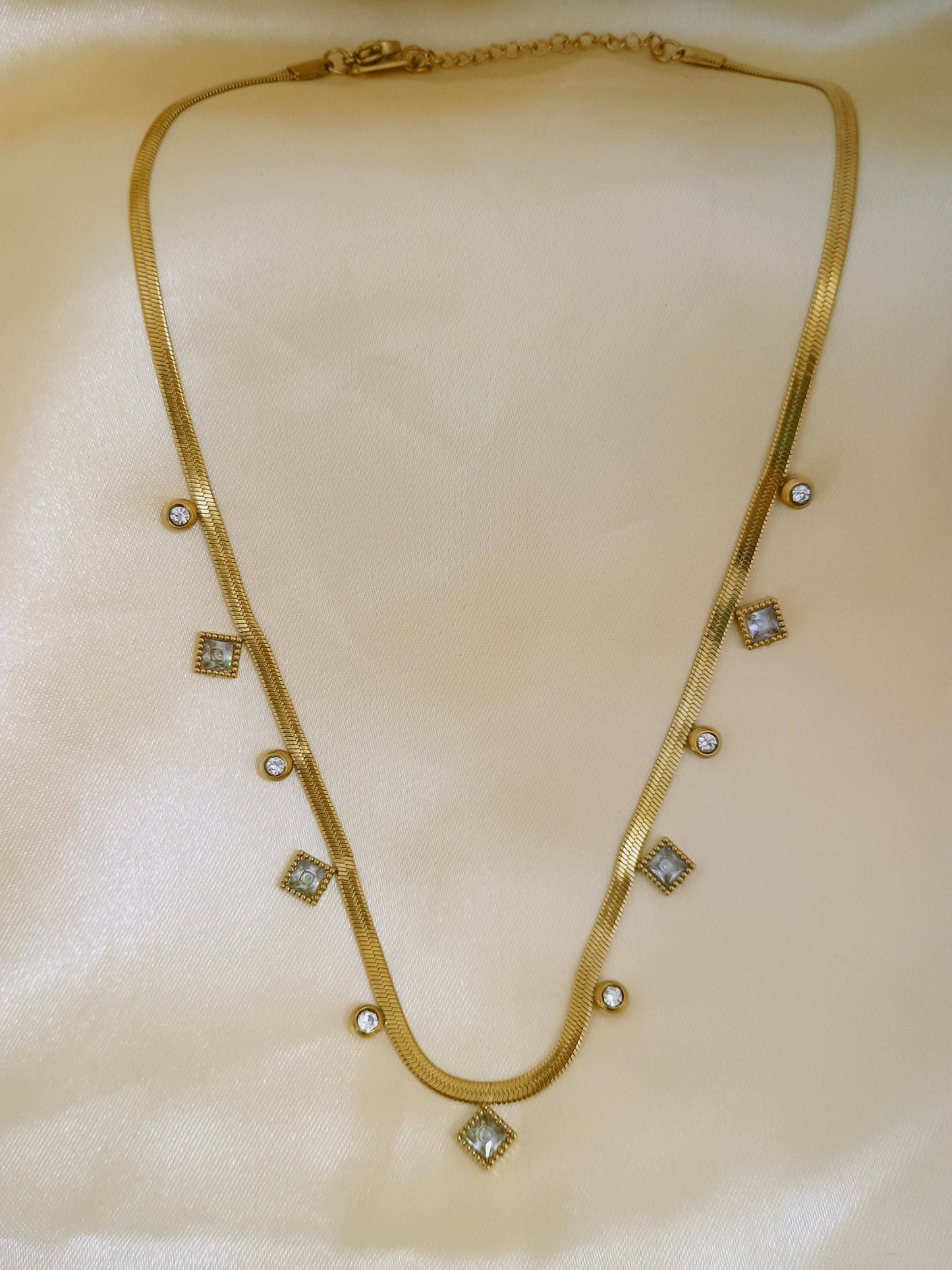 Anti Tarnish Snake Chain Diamond Studded Necklace - Buy Online