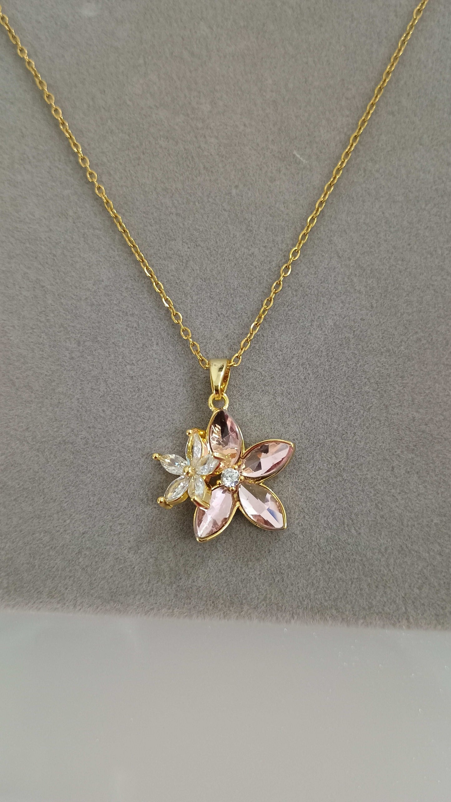 Anti Tarnish Pink Blossom Gold Necklace - Buy Online Now
