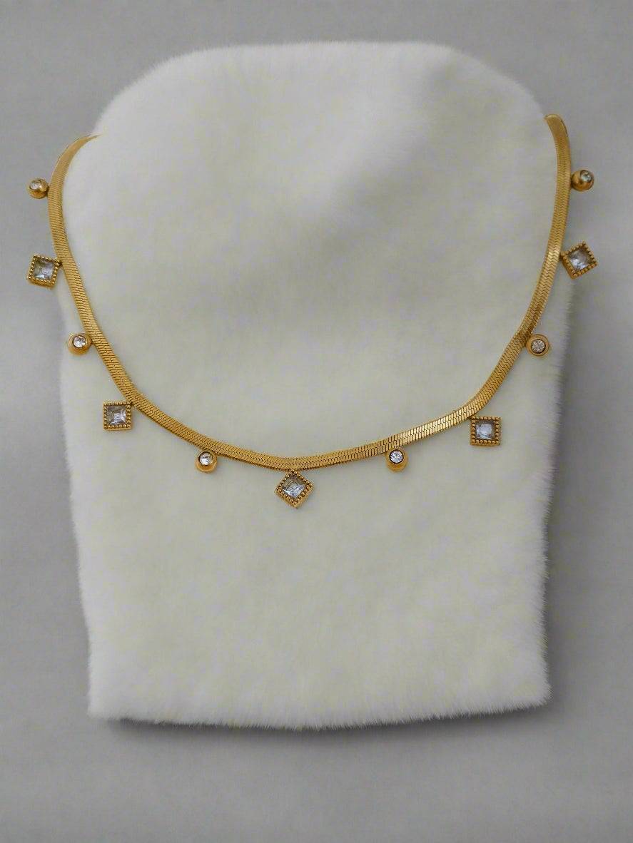 Anti Tarnish Snake Chain Diamond Studded Necklace - Buy Online
