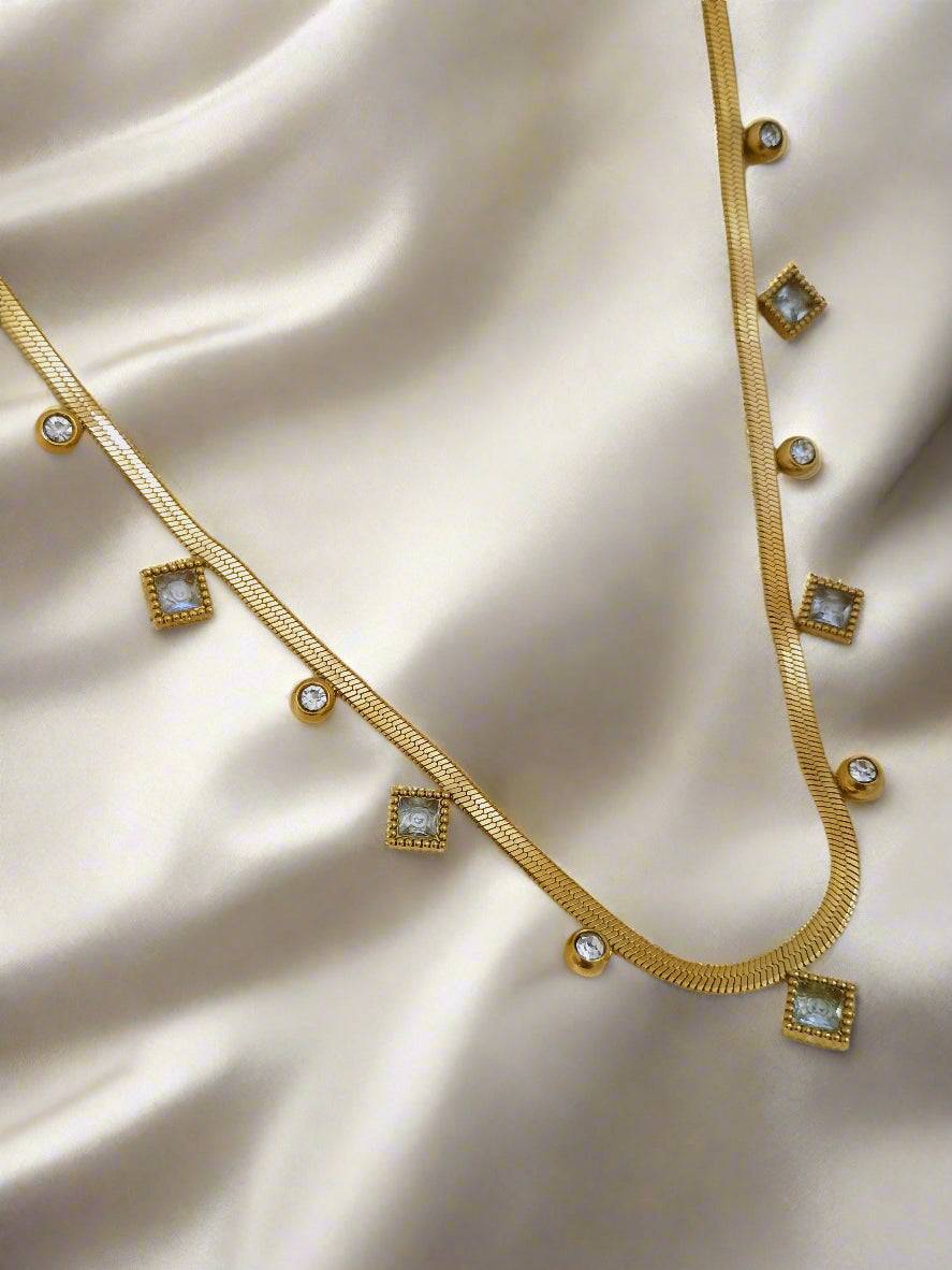 Anti Tarnish Snake Chain Diamond Studded Necklace - Buy Online