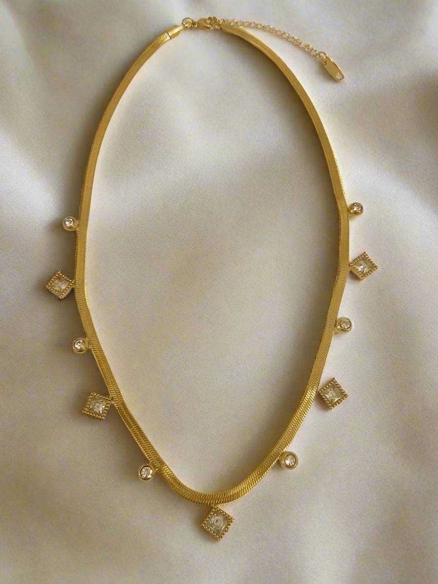 Anti Tarnish Snake Chain Diamond Studded Necklace - Buy Online
