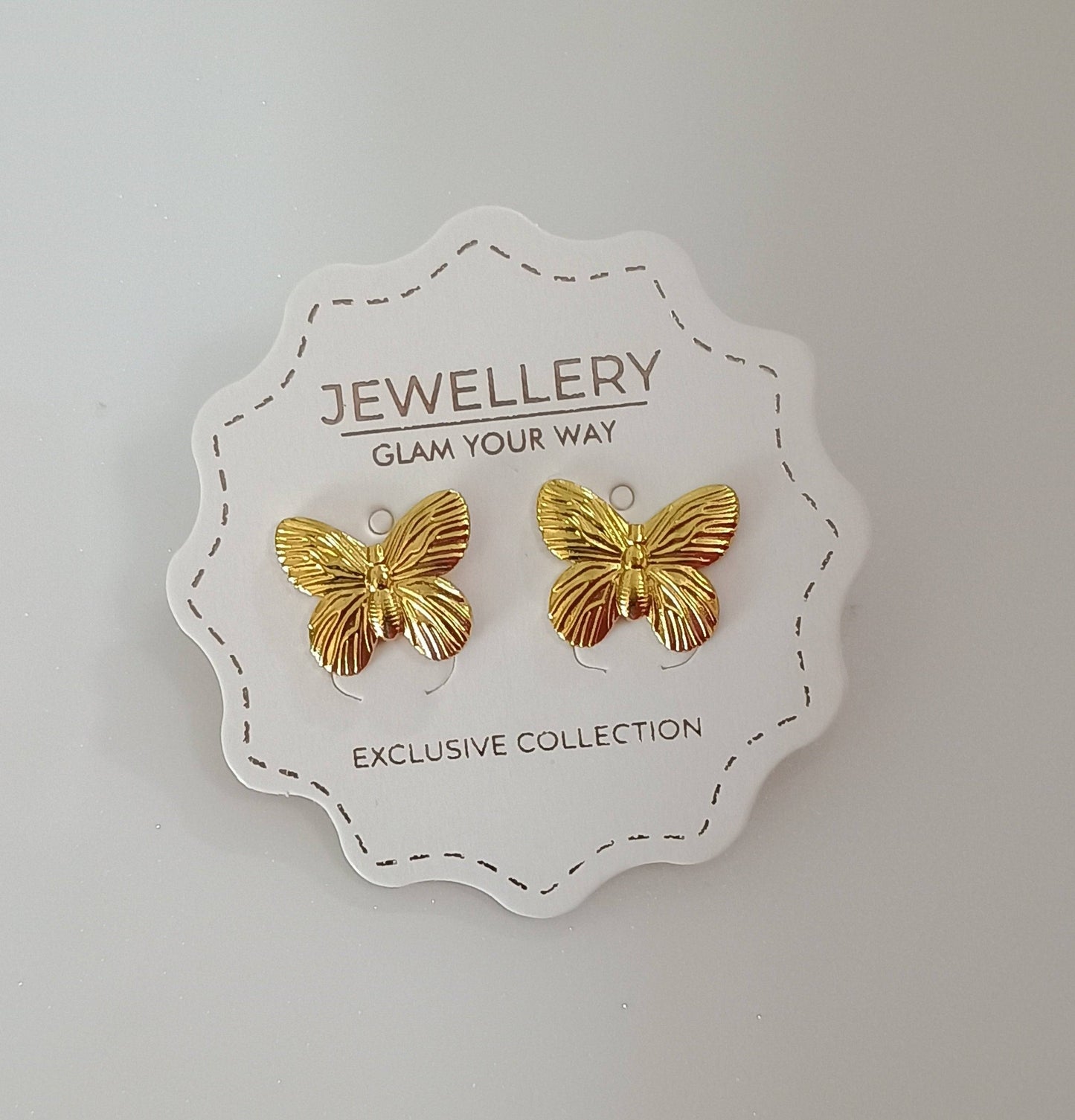 Anti Tarnish Earrings Premium Golden Butterfly Studs 18k Gold PVD Plated - Urban Era Jewel