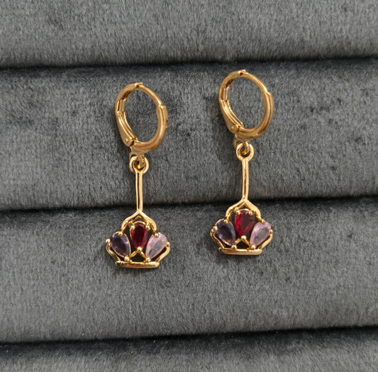 Korean Rosegold Stone Studded Crown Shaped Gold Earrings