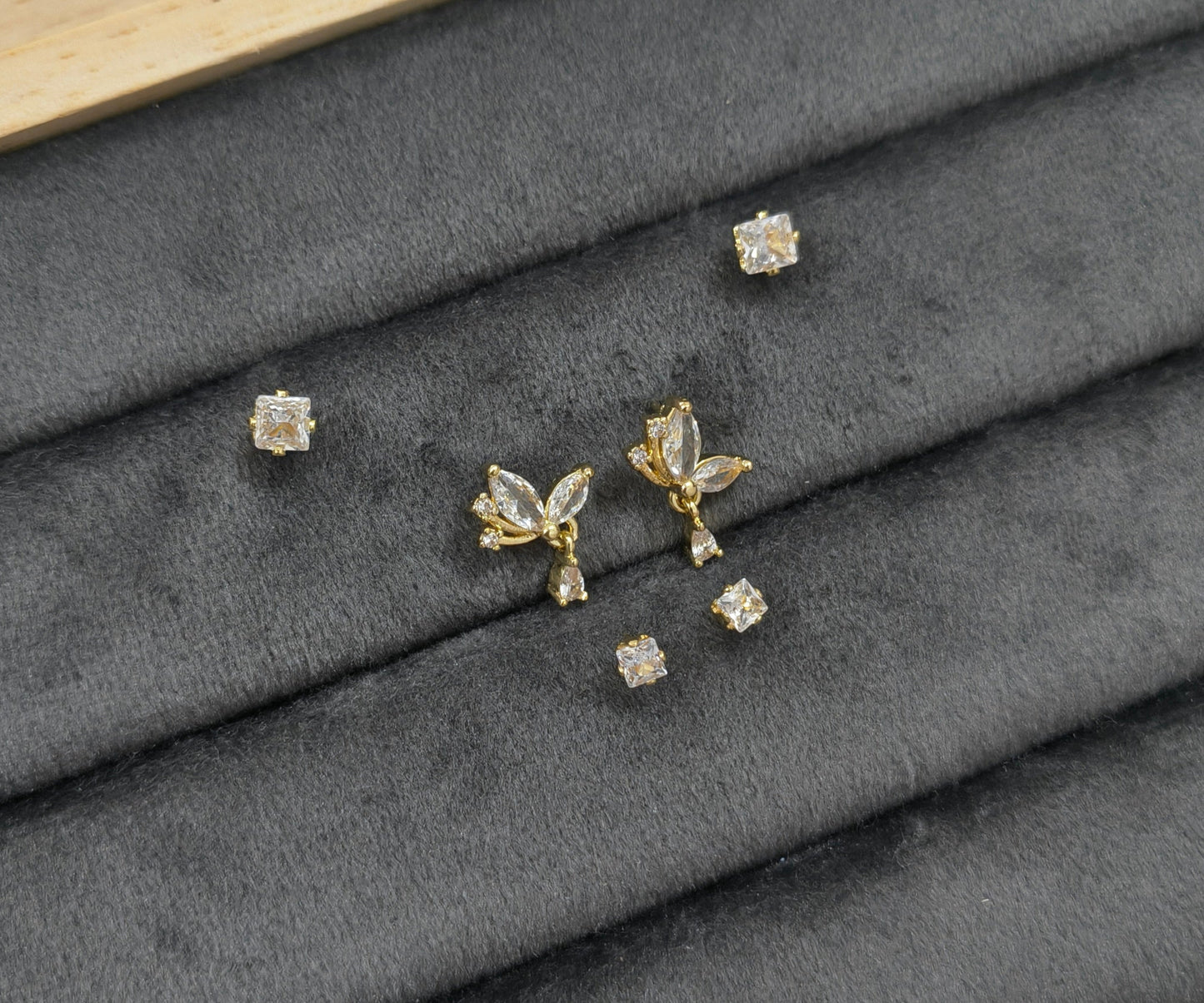 Antitarnish Trendy Studs And Drop Earrings Set Of 3 Pairs