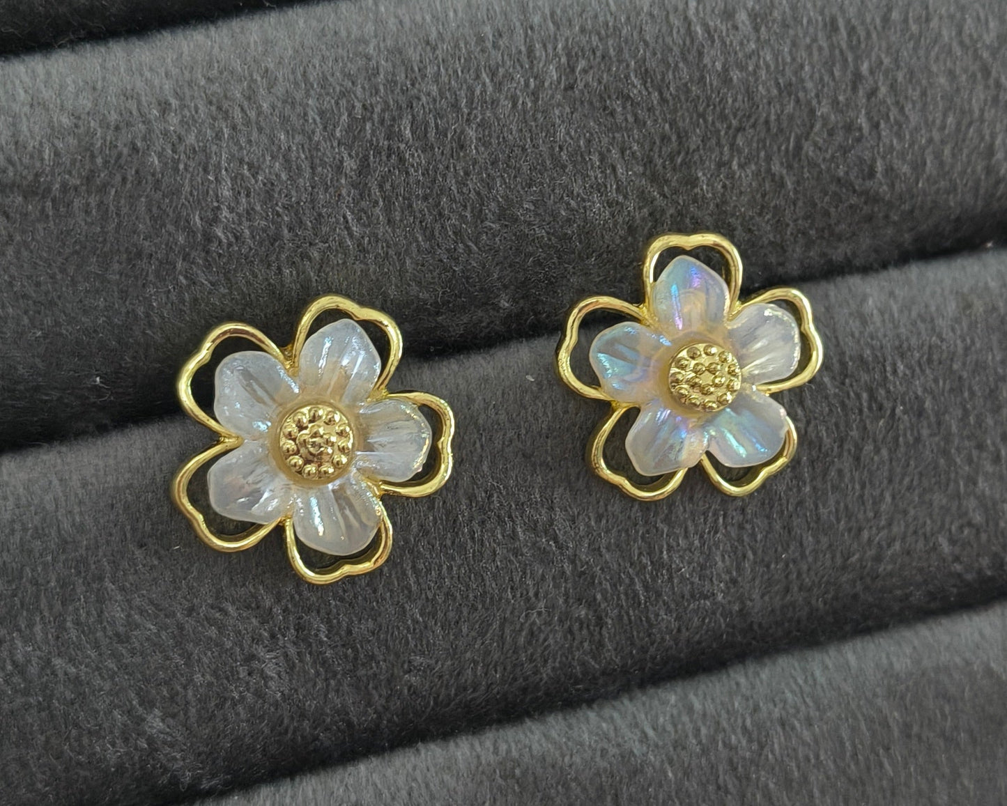 Korean Flower Ear Stud Earrings For Women