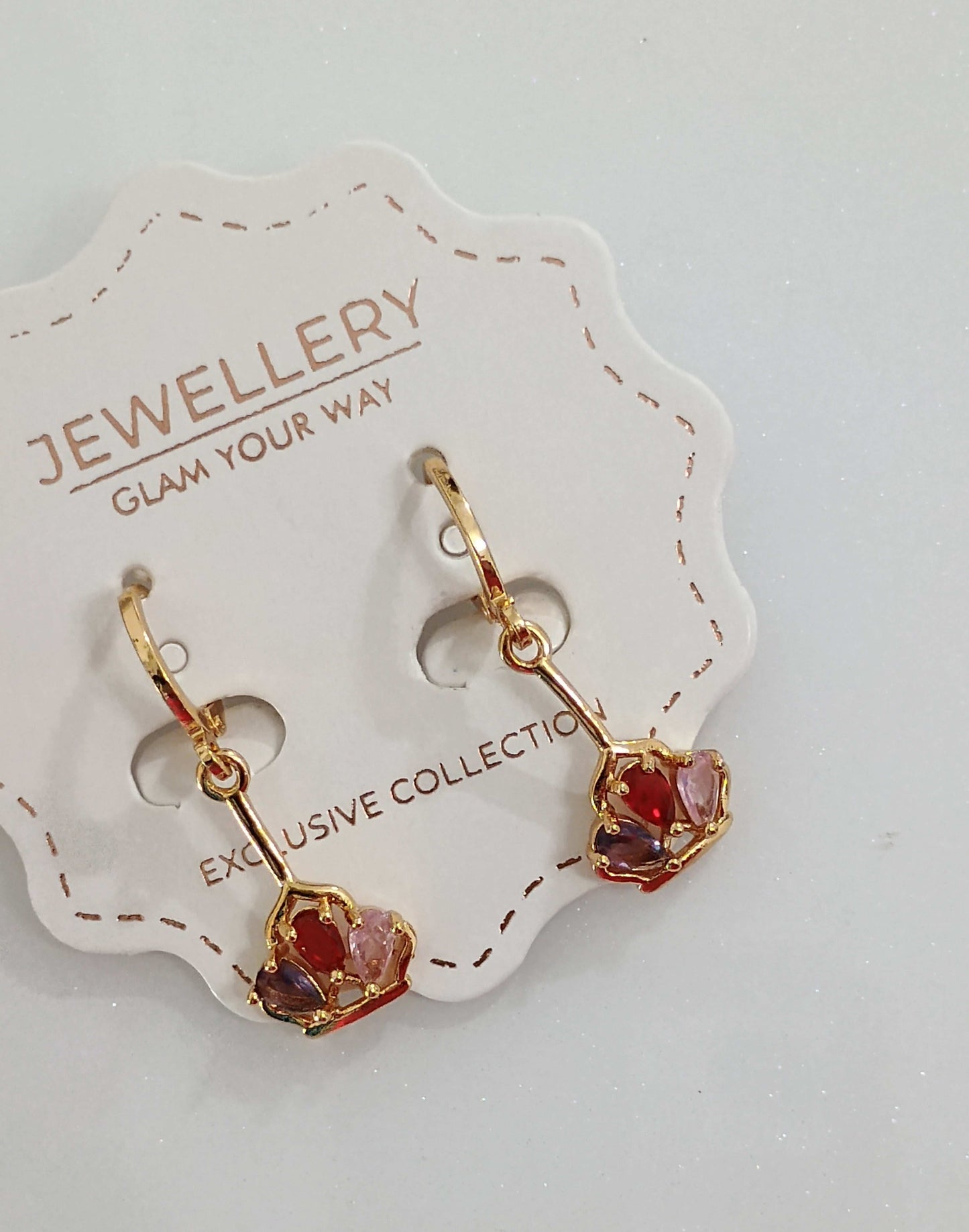 Antitarnish Rosegold Stone Studded Crown Shaped Dangler Earrings 18k Gold PVD Plated - Urban Era Jewel