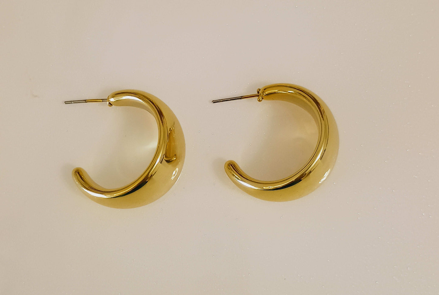 Premium Lightweight Golden Hollow Half Circle Hoops- Fancy Earring - Urban Era Jewel