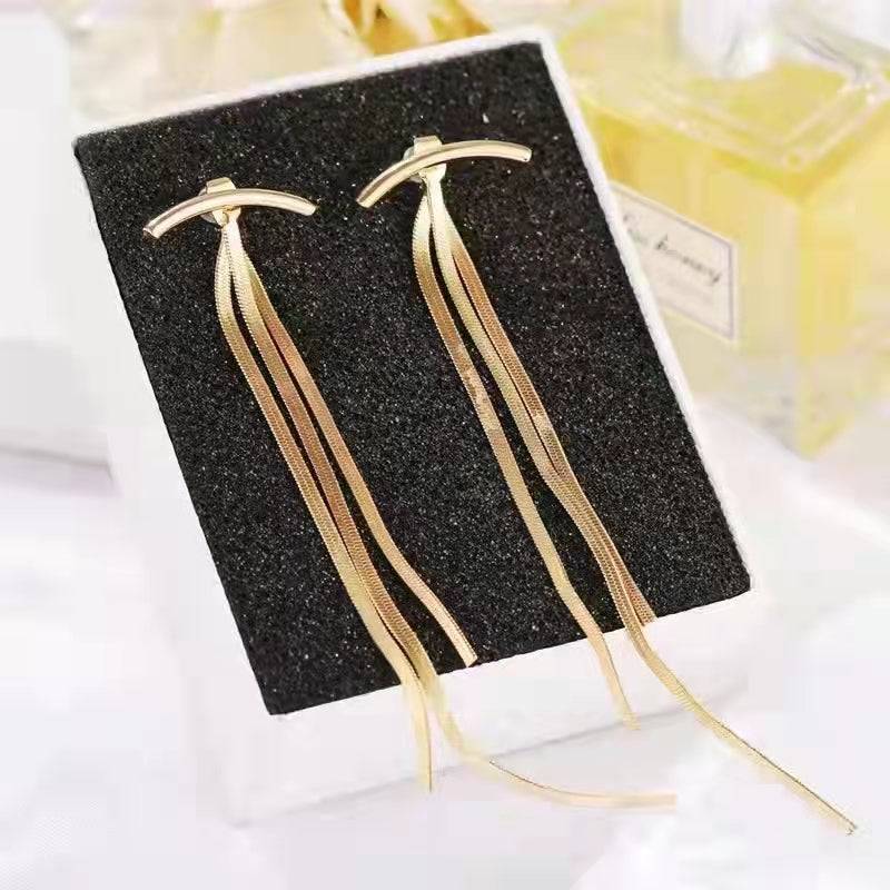 Korean Anti tarnish Long tassel party wear Korean Earrings - Urban Era Jewel