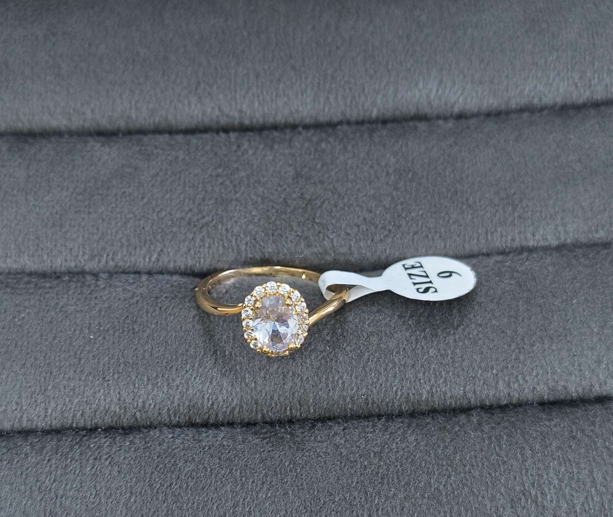 Oval Cut Diamond 18K Gold Plated Antitarnish Ring