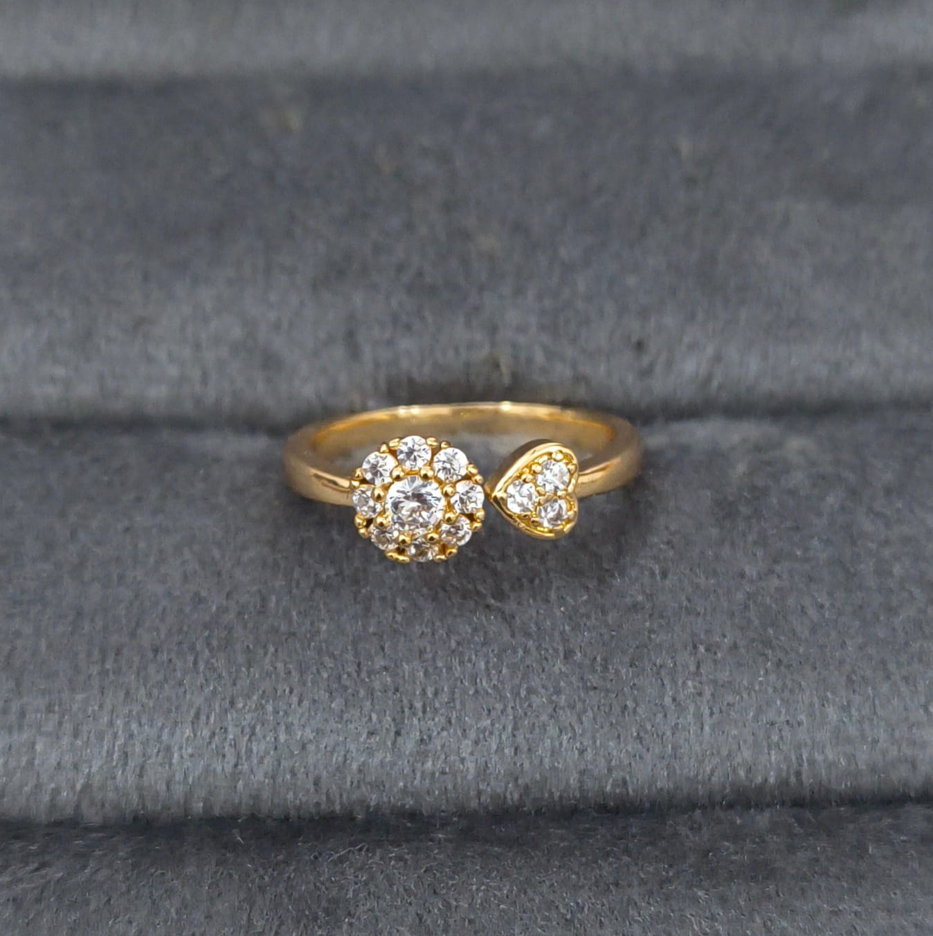 Premium Quality Adjustable Diamond Studded Floral Open Ring