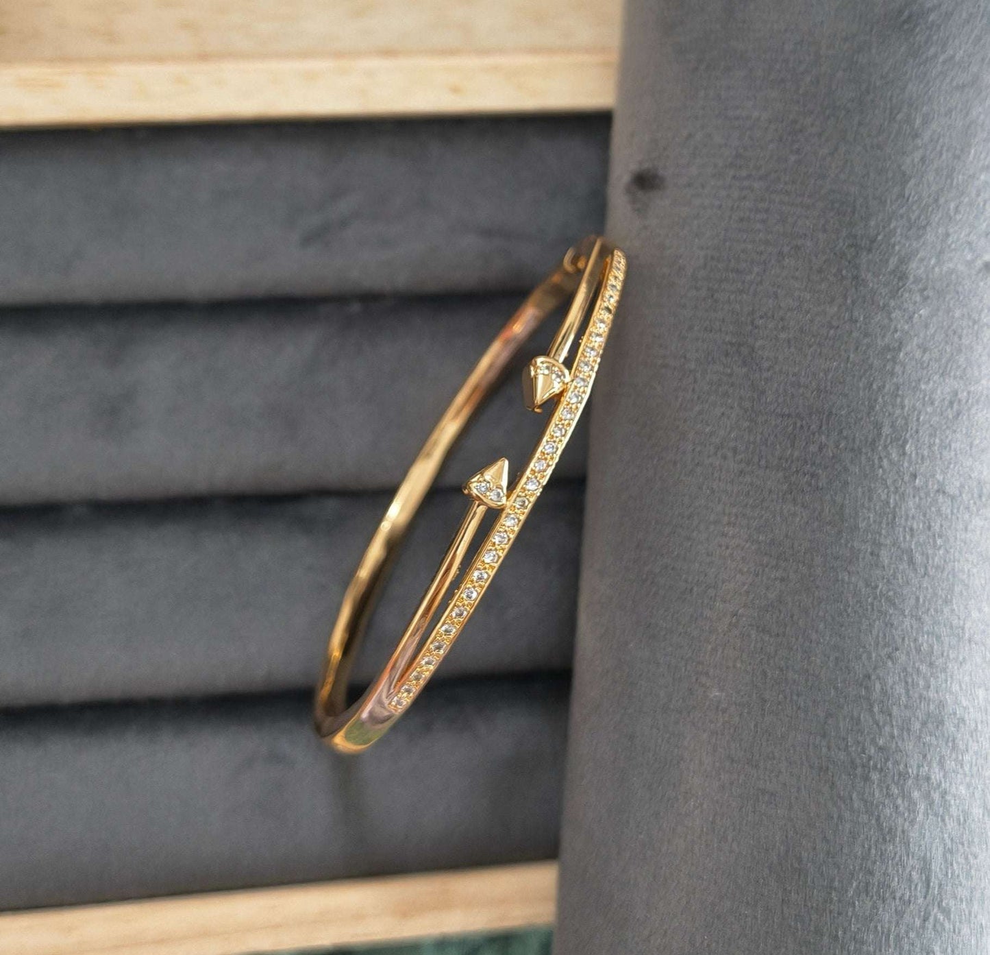 Rosegold Crystal Nail Bracelet Bangle Gold Plated