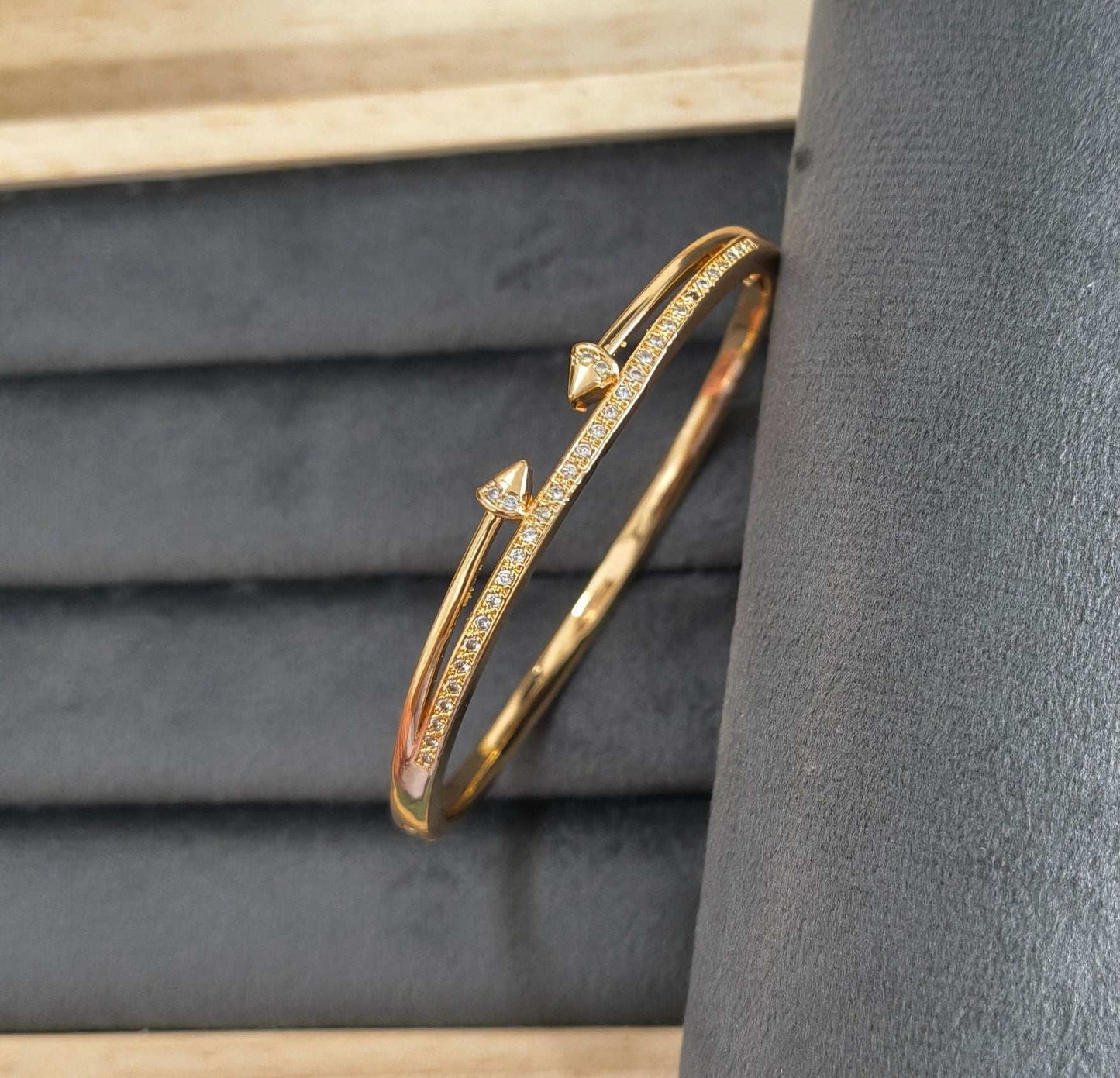 Rosegold Crystal Nail Bracelet Bangle Gold Plated