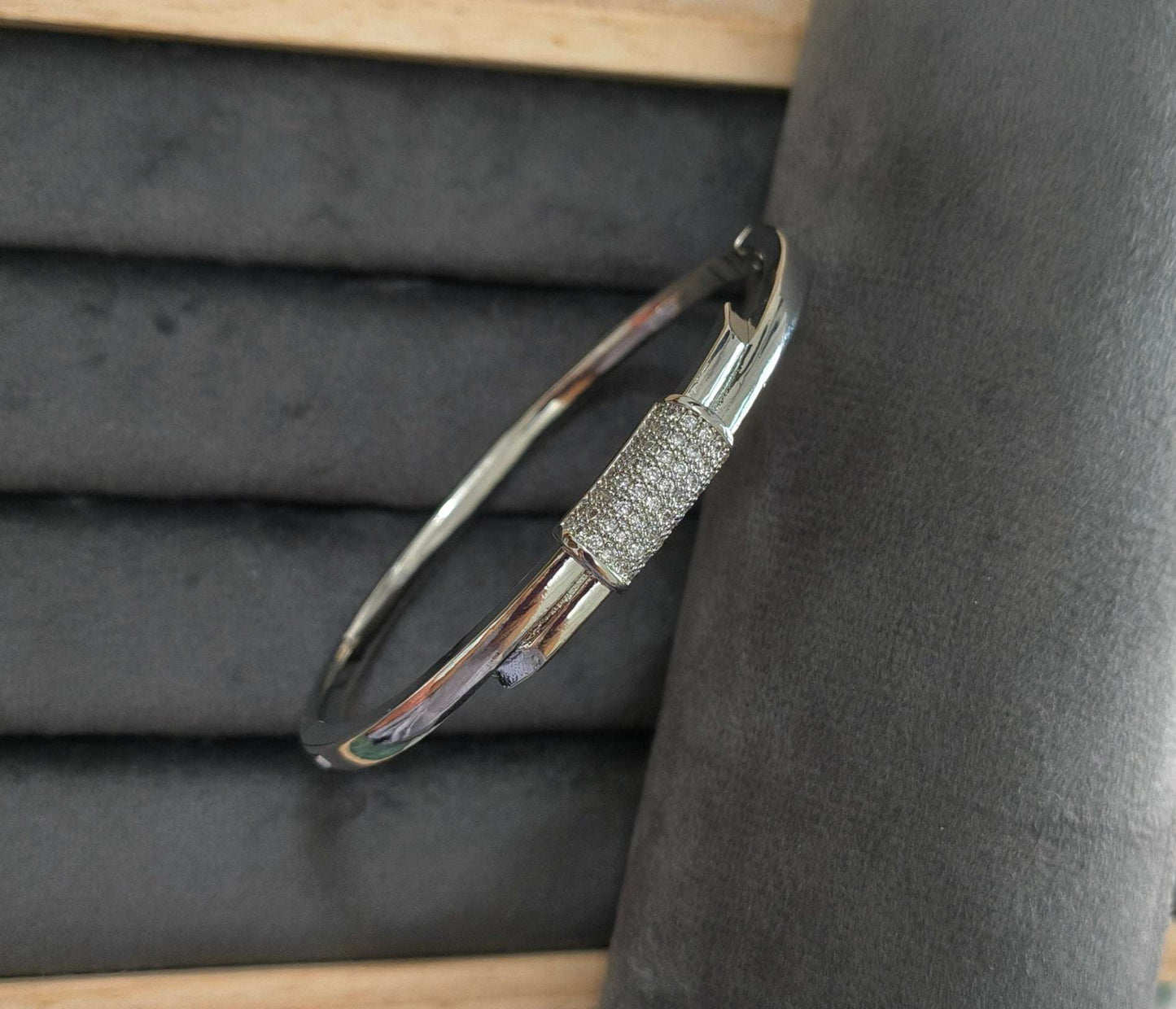Silver Colored Trendy Bracelet Bangle Gold Plated