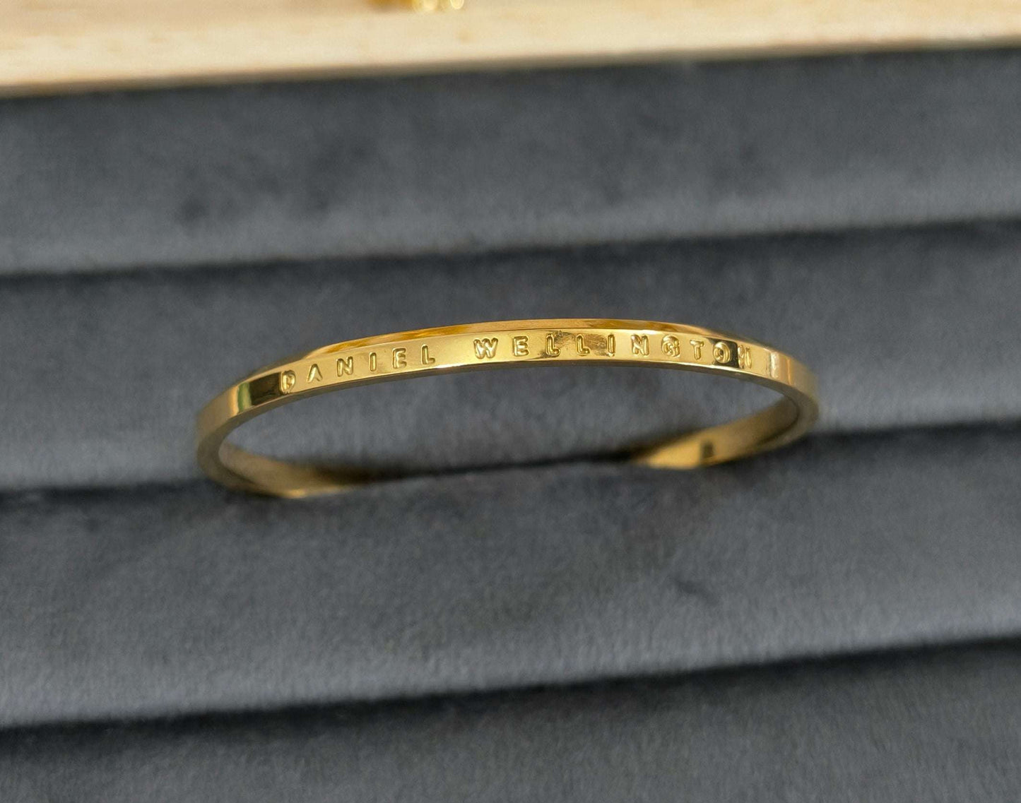 Single Stone Studded Closed Bangle 18K Gold Plated