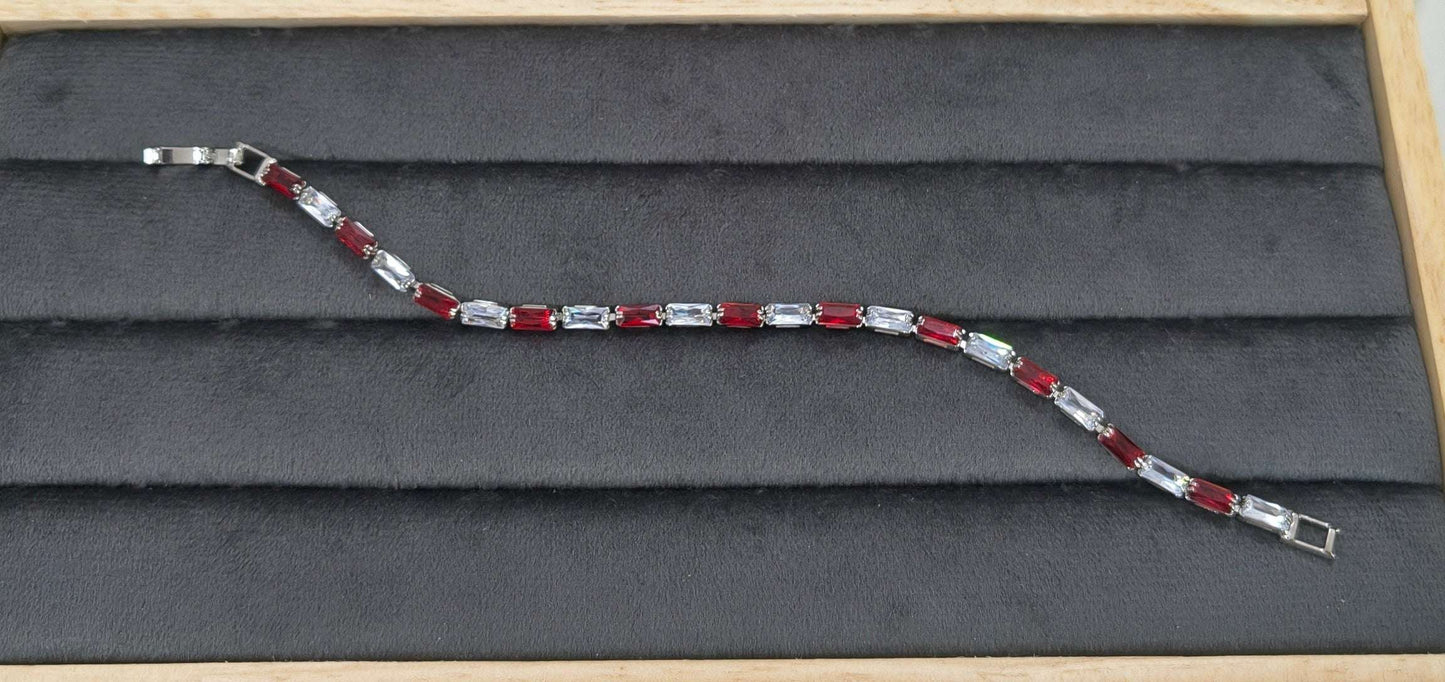 Sparkling Black White Zircon Studded Tennis Bracelet