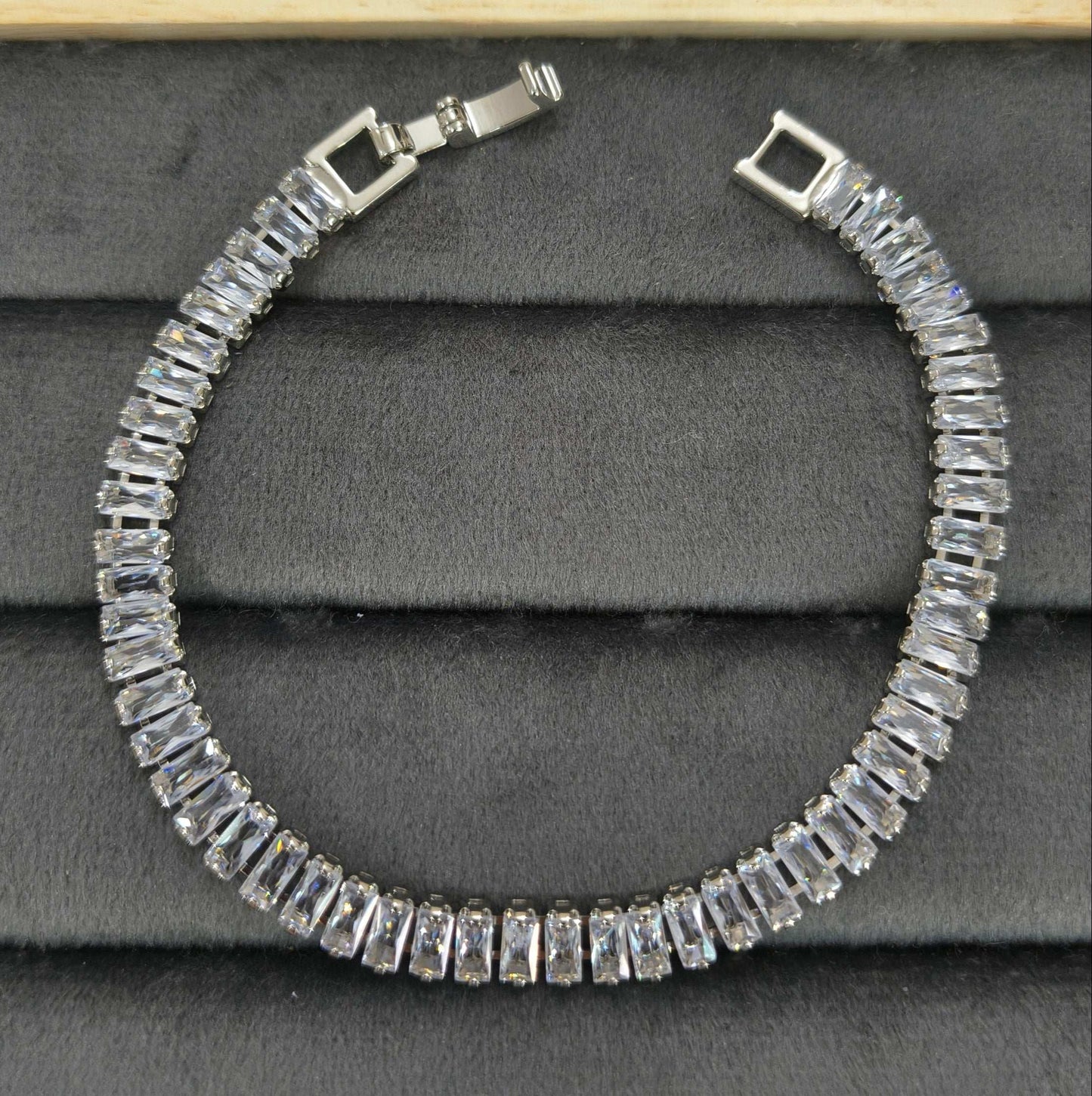 Sparkling Clear Zircon Studded Tennis Bracelet