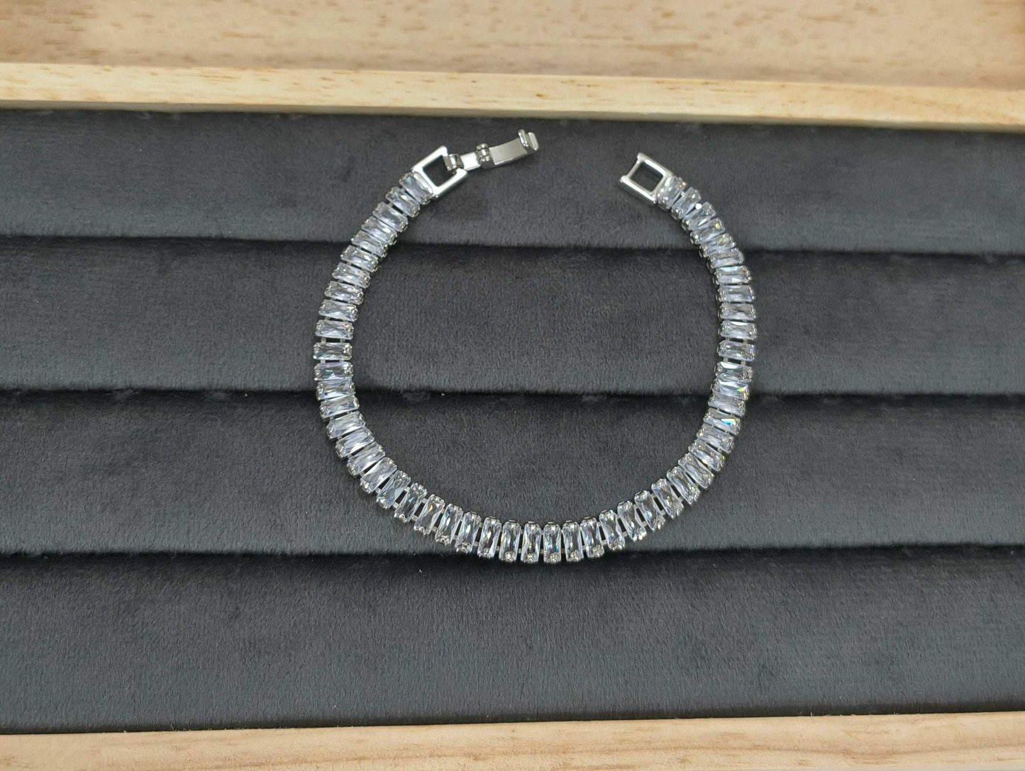 Sparkling Clear Zircon Studded Tennis Bracelet
