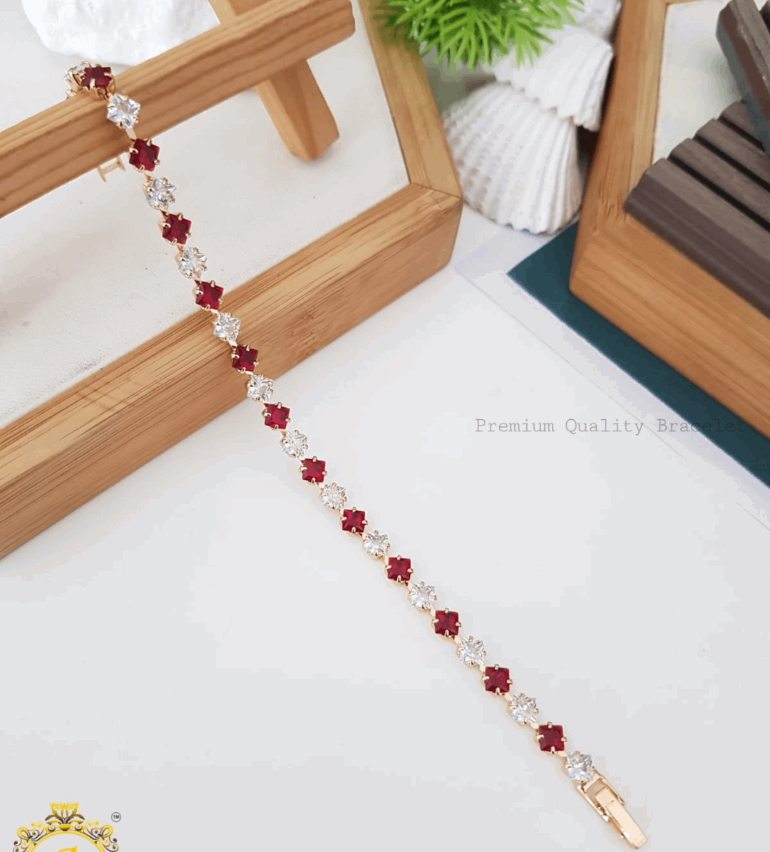 Sparkling White Red Zircon Studded Bracelet