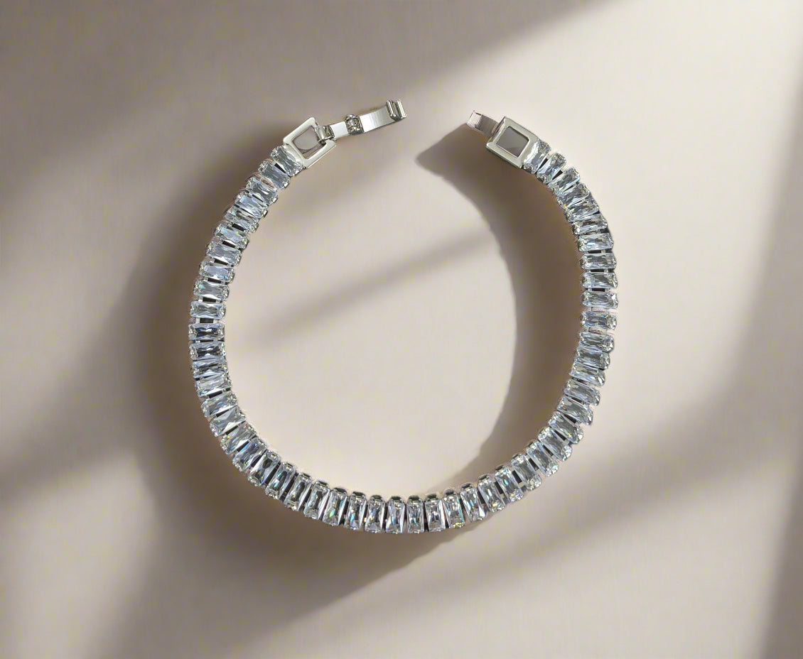 Sparkling Clear Zircon Studded Tennis Bracelet