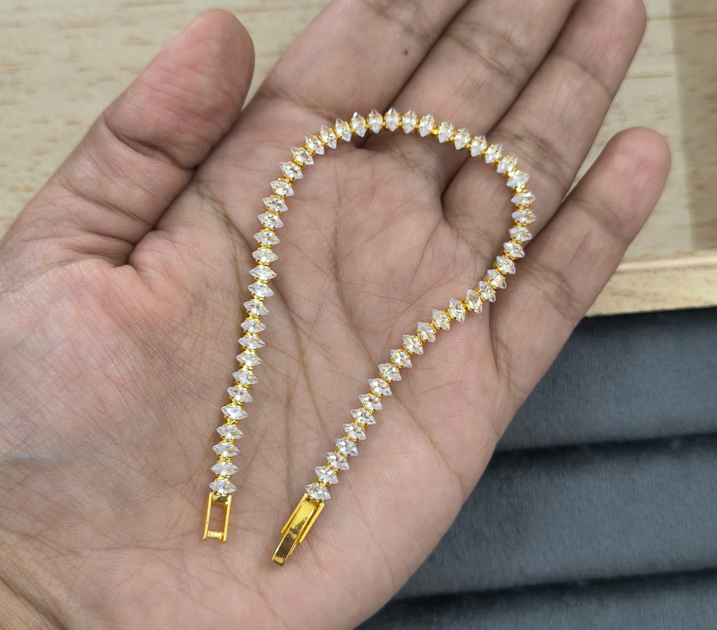 Sparkling Oval Zirconia Stone Studded Women Tennis Bracelet
