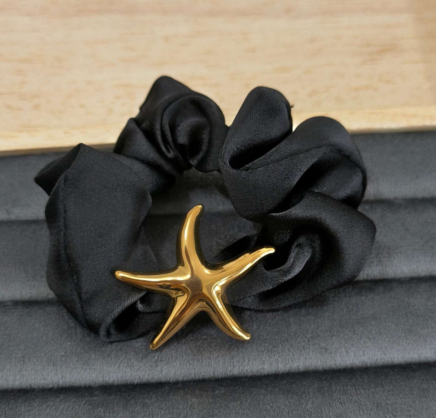 Star Fish Scrunchie Style Cuff Hair Band 18K Gold Plated