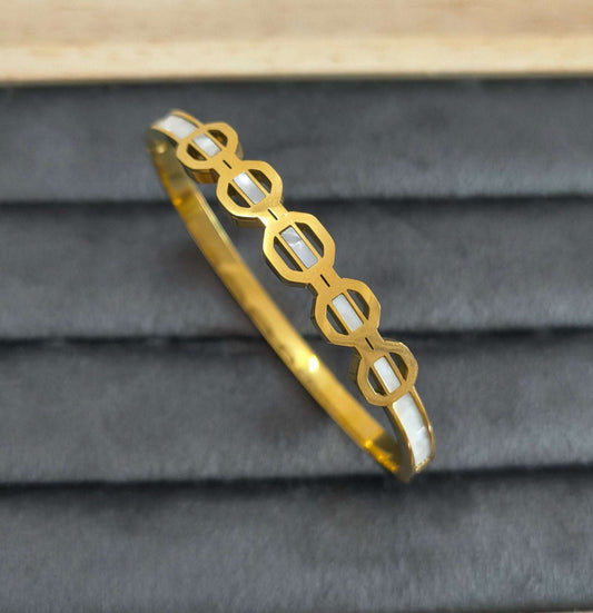 Stylish Geometric Gold Toned Cuff 18K Gold Plated Bangle