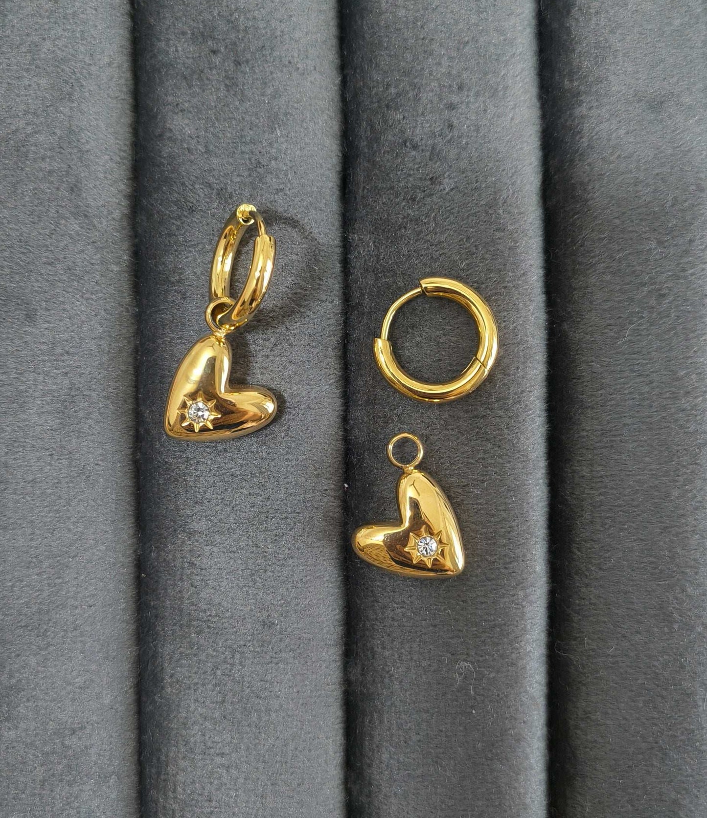 Stylish Heart Dangler Earrings 18K Gold Plated