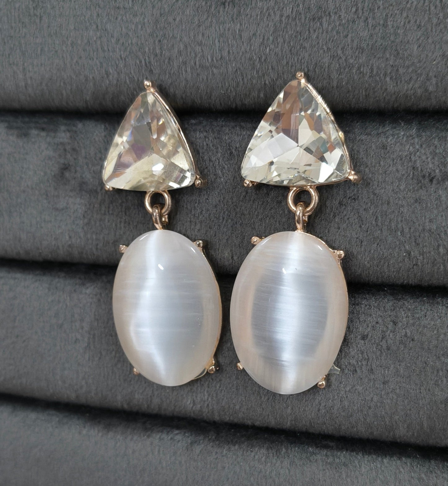 Stylish Korean Crystal Glass Drop Dangler Earrings