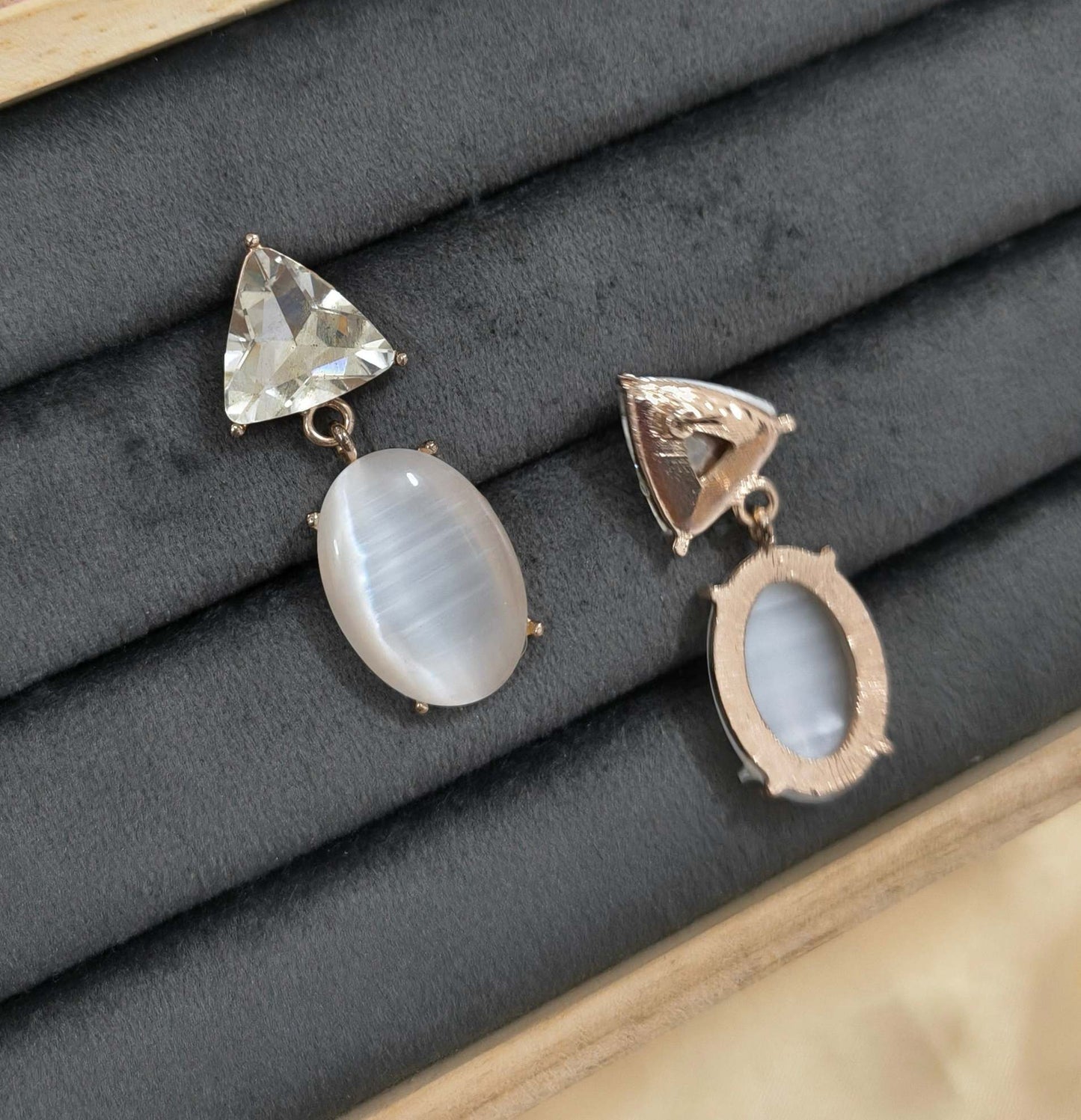 Stylish Korean Crystal Glass Drop Dangler Earrings