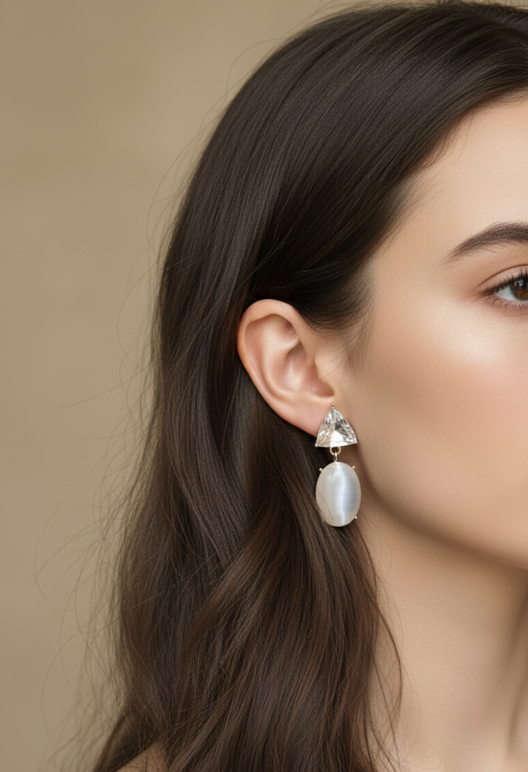 Stylish Korean Crystal Glass Drop Dangler Earrings