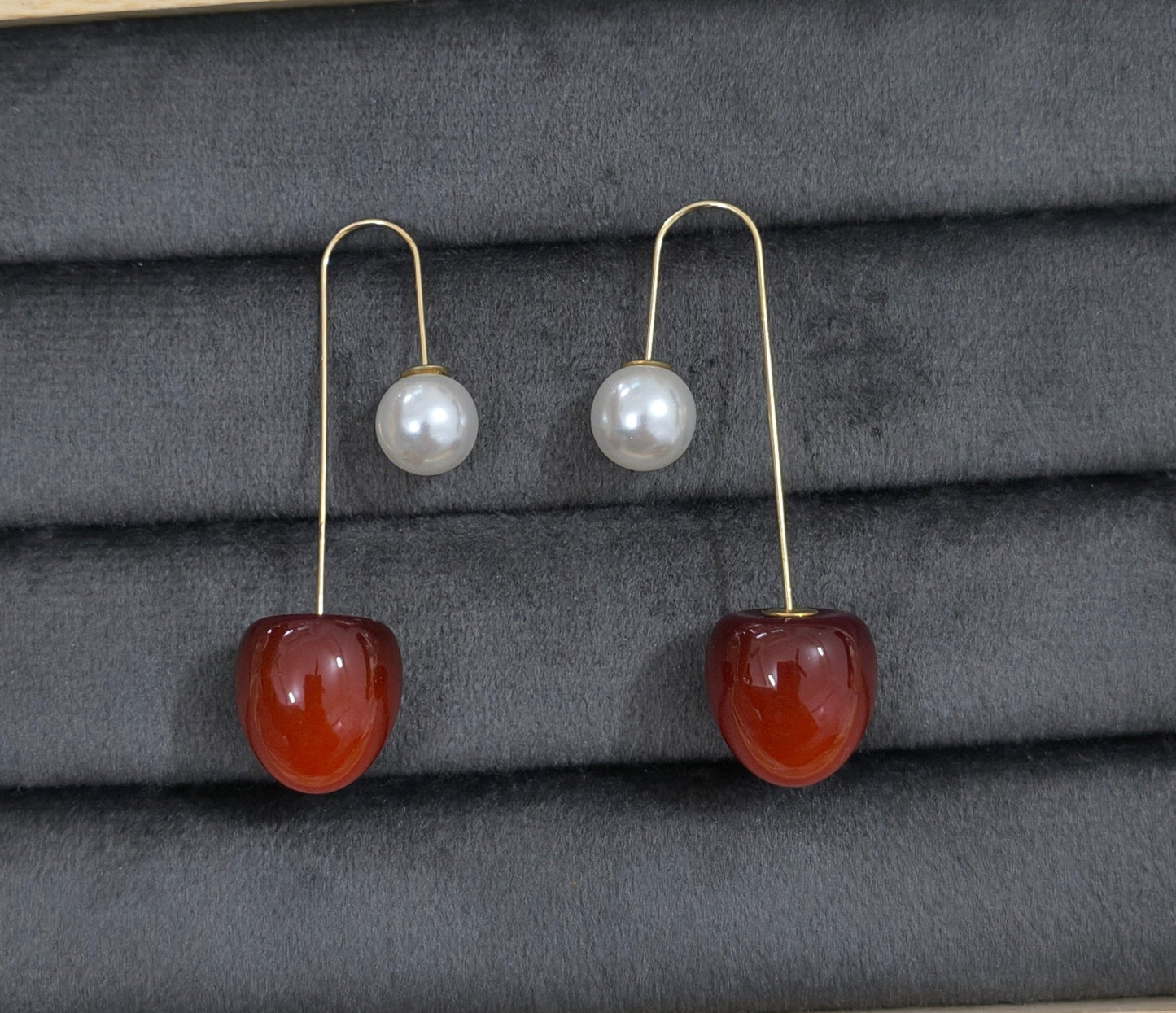 Stylish Pearl and Cherry Drop Korean Multistyle Earrings