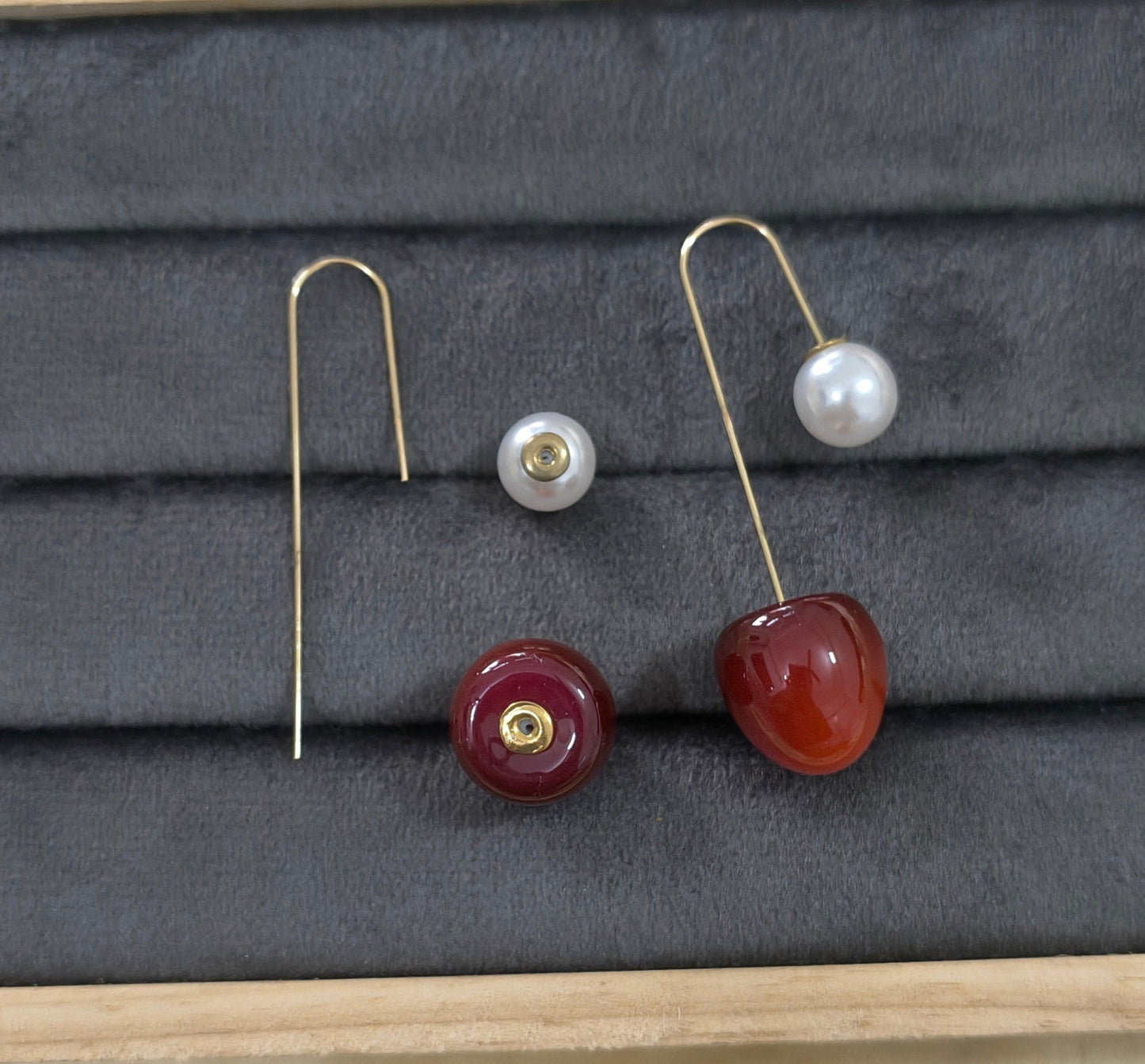 Stylish Pearl and Cherry Drop Korean Multistyle Earrings