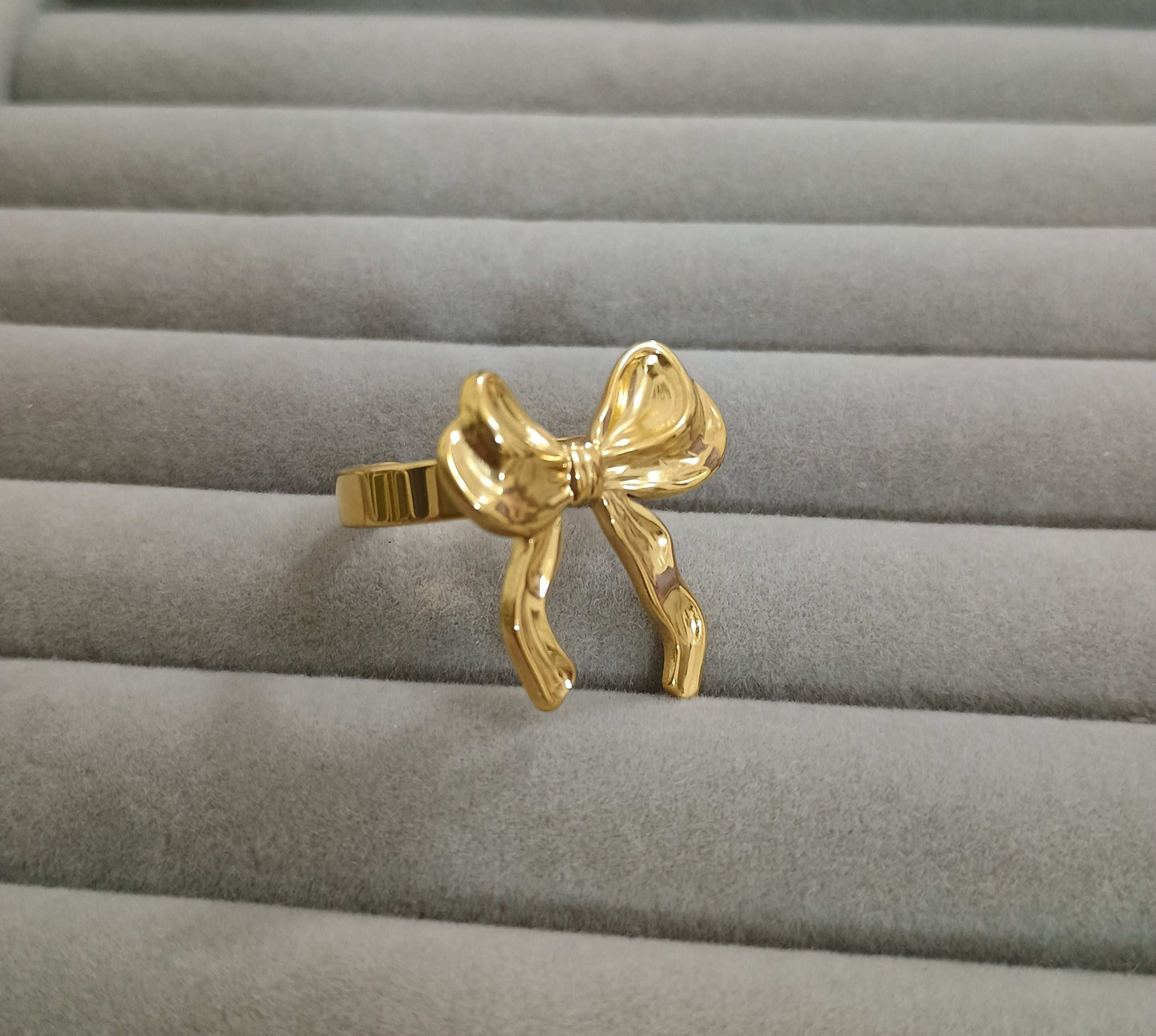 Trendy Bow shape Adjustable 18K Gold Plated Ring
