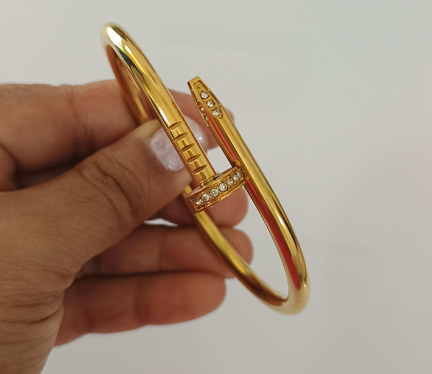 Trendy Nail Bracelet Bangle 18K Gold Plated