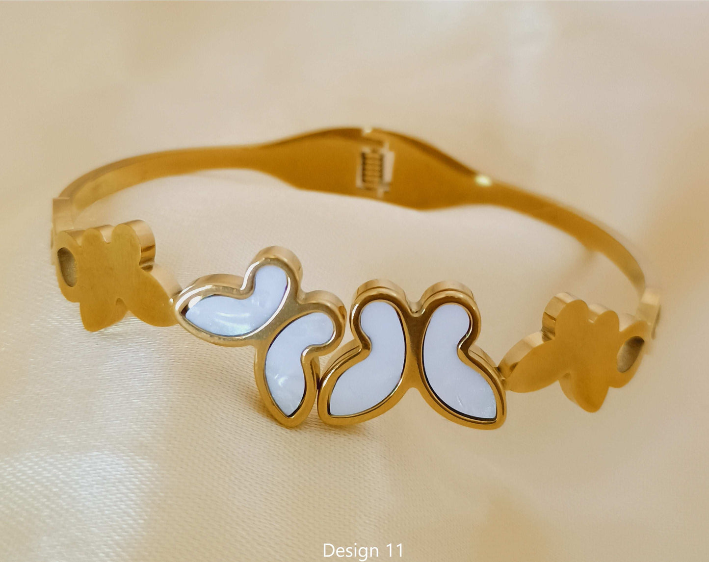 Anti tarnish Premium white Acrylic Butterfly Design Bracelet 18k gold PVD plated - Urban Era Jewel