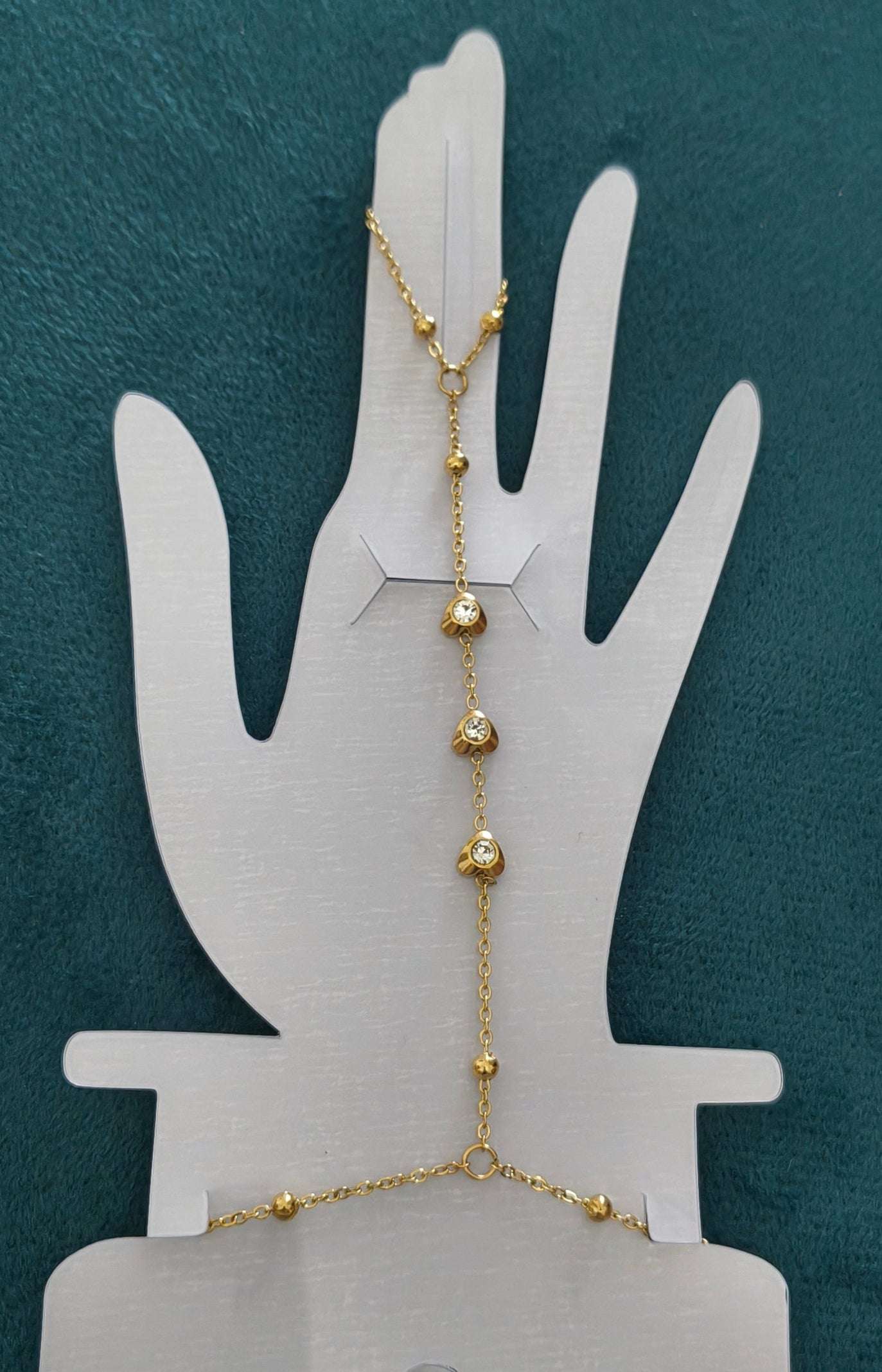 Zircon Stone Studded Stylish Hand Chain Bracelet 18K Gold Plated