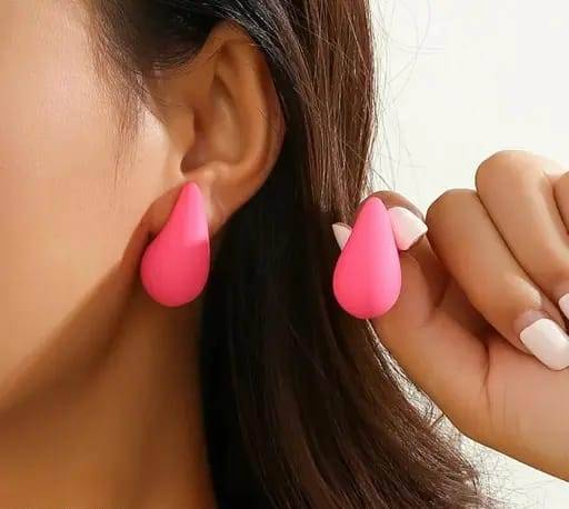 Premium Antitarnish Pink Coloured Hoops- Fancy Earrings - Urban Era Jewel