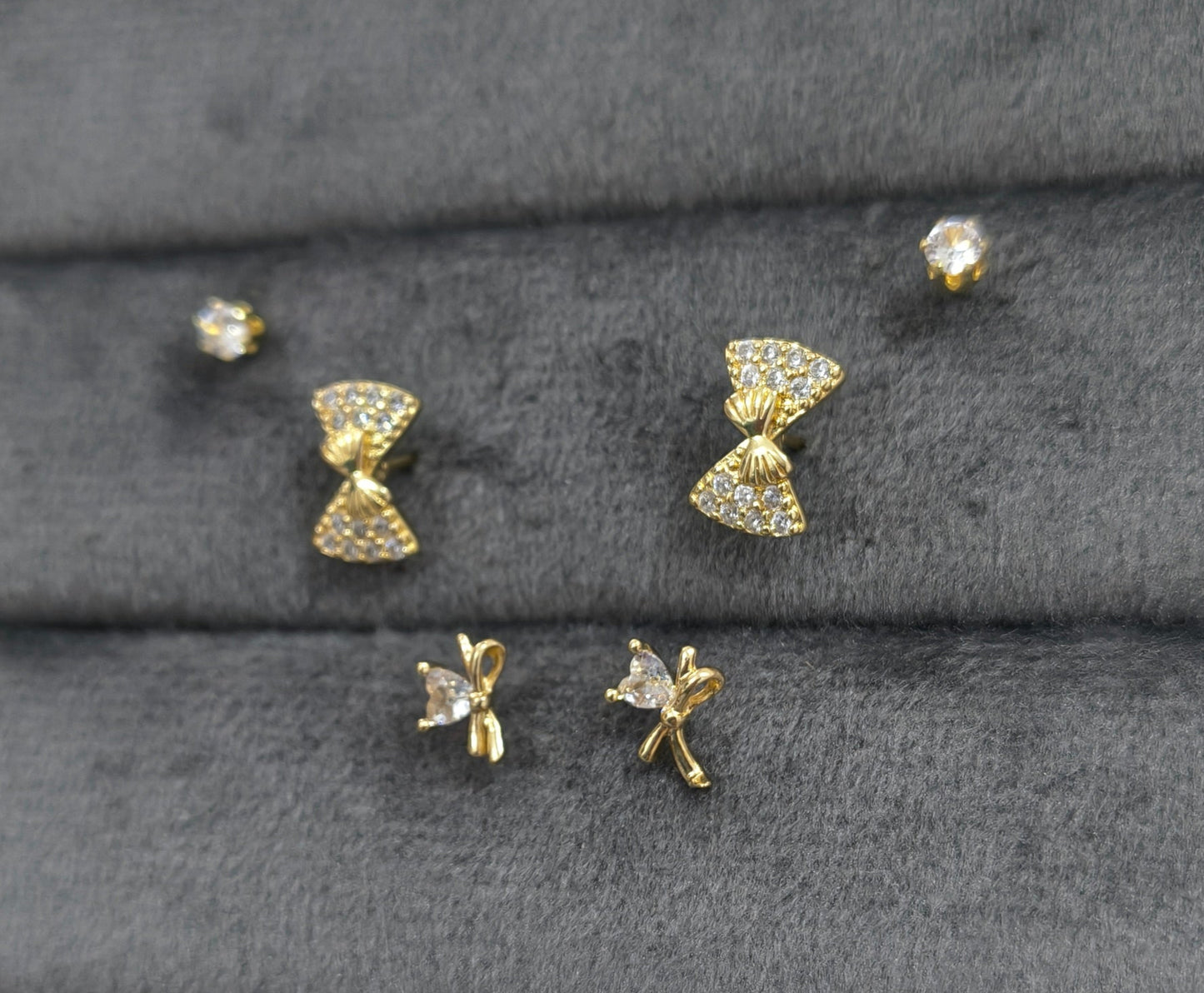 Antitarnish Trendy Studs And Bow Earrings Set Of 3 Pairs