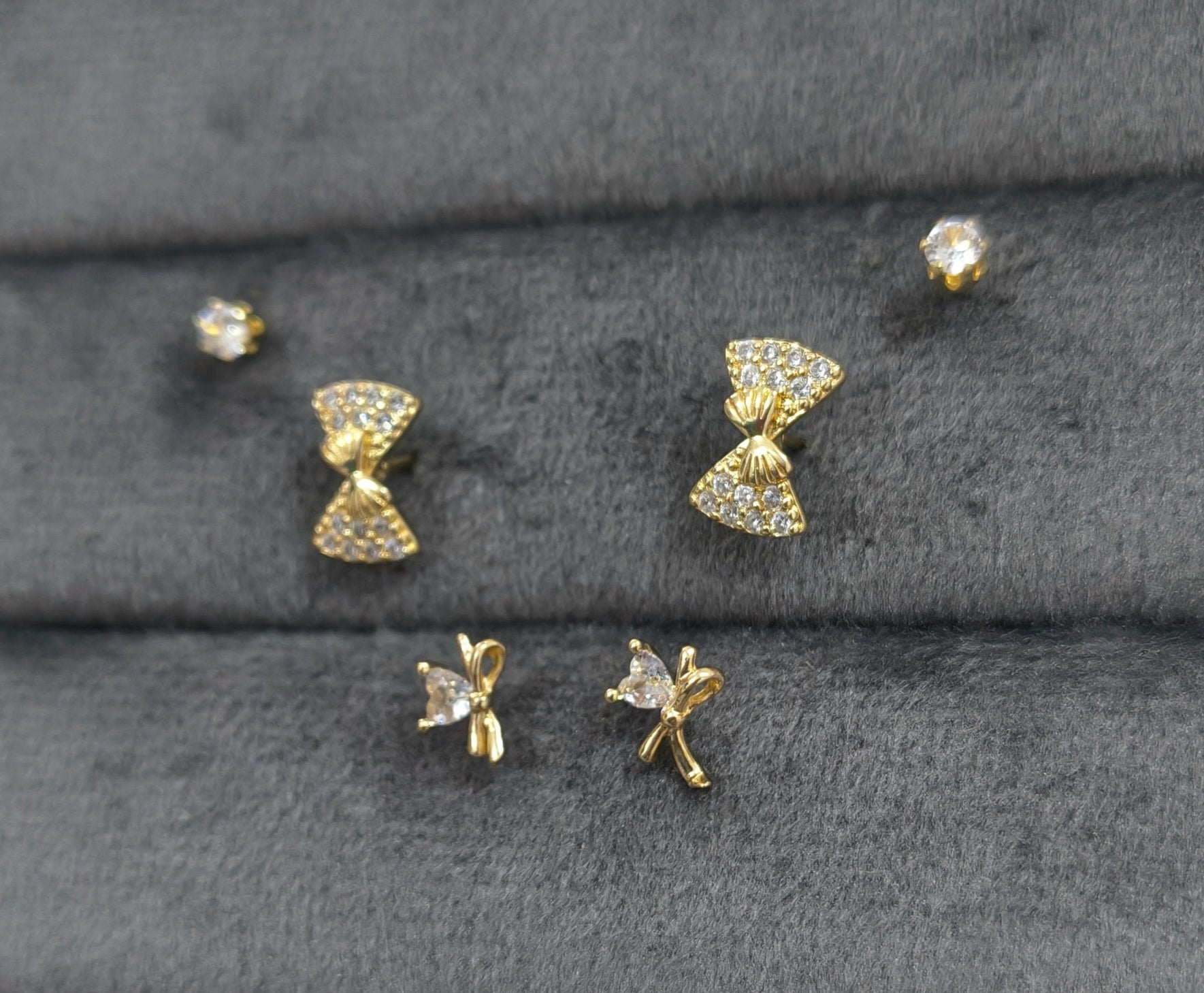 Antitarnish Trendy Studs And Bow Earrings Set Of 3 Pairs