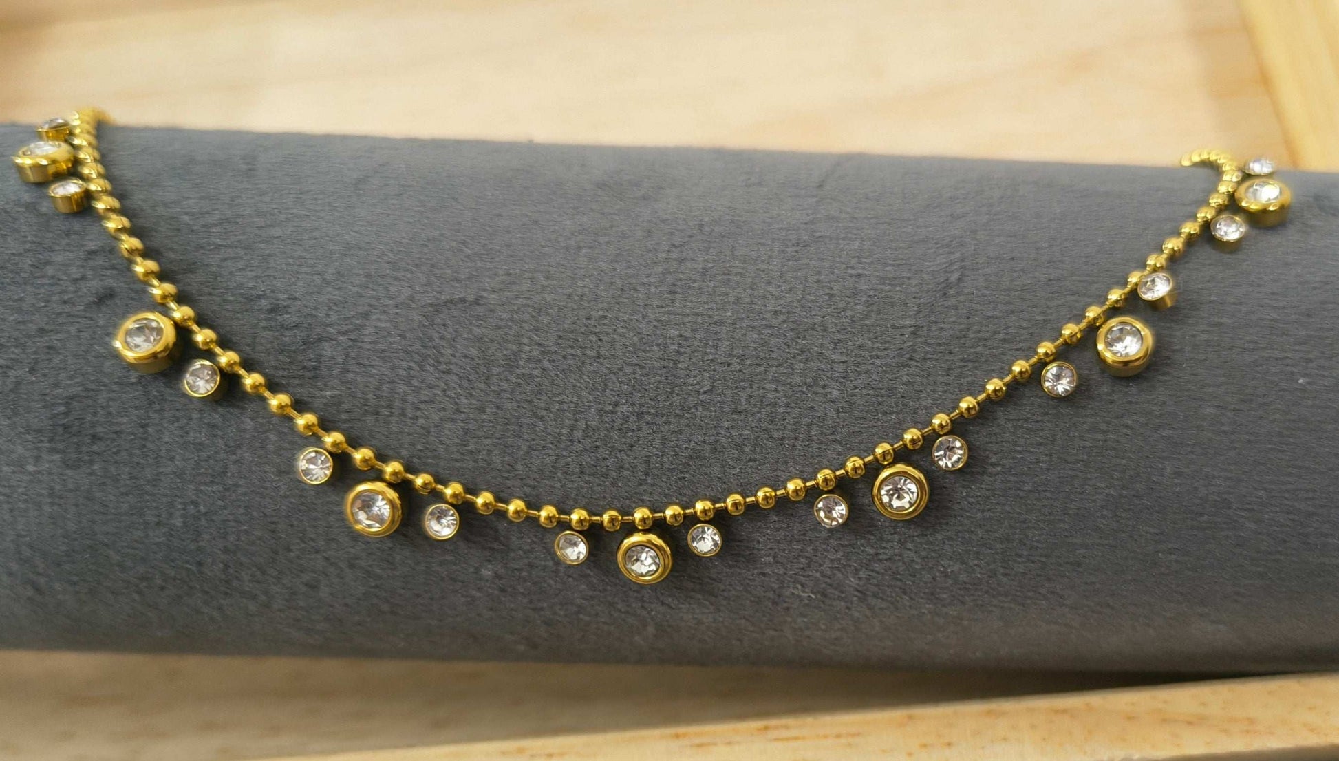 Anti Tarnish Multi Charm Solitaire Necklace 18K Gold Plated