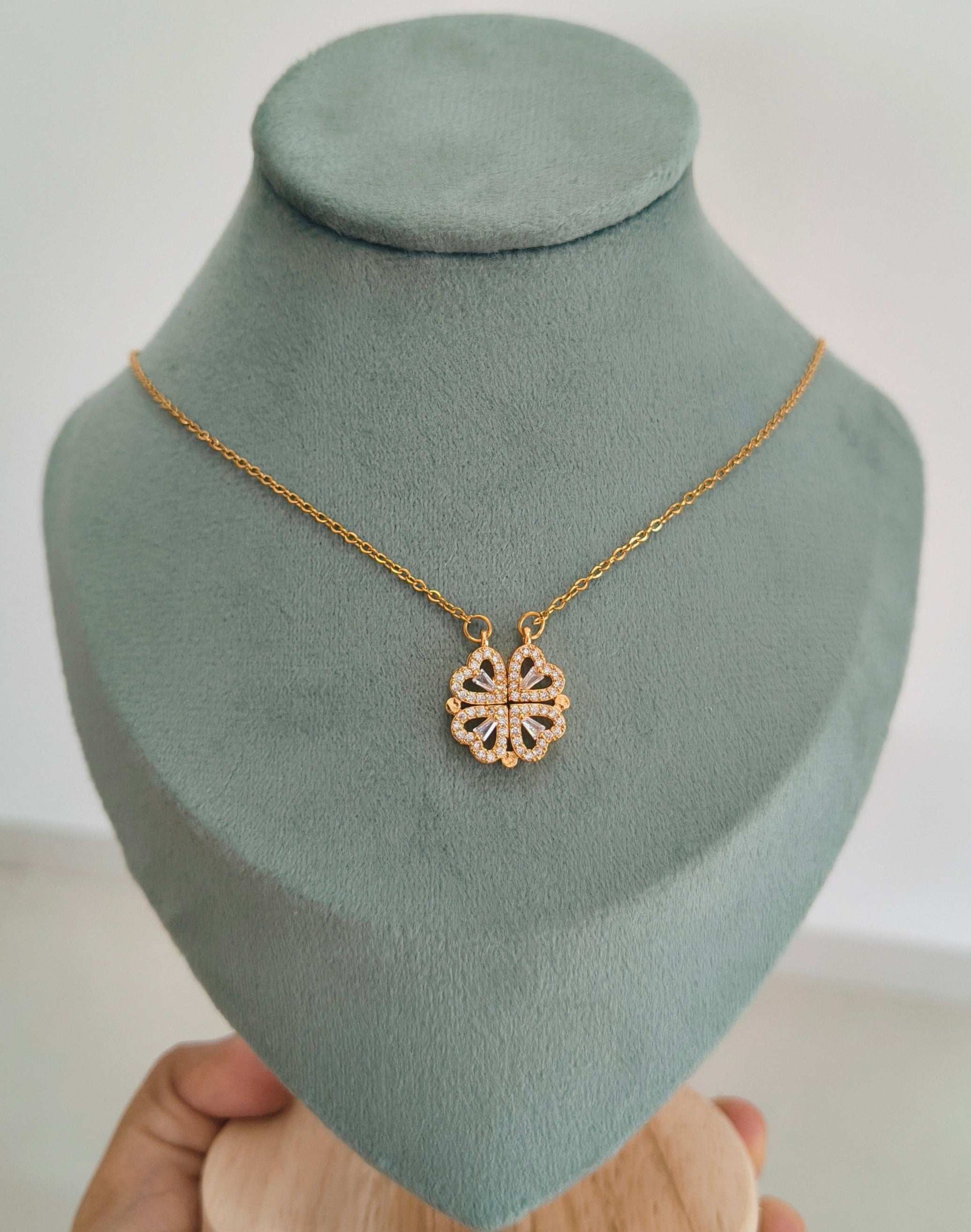 Anitarnish Four Hearts Pendant Necklace 18K Gold Plated