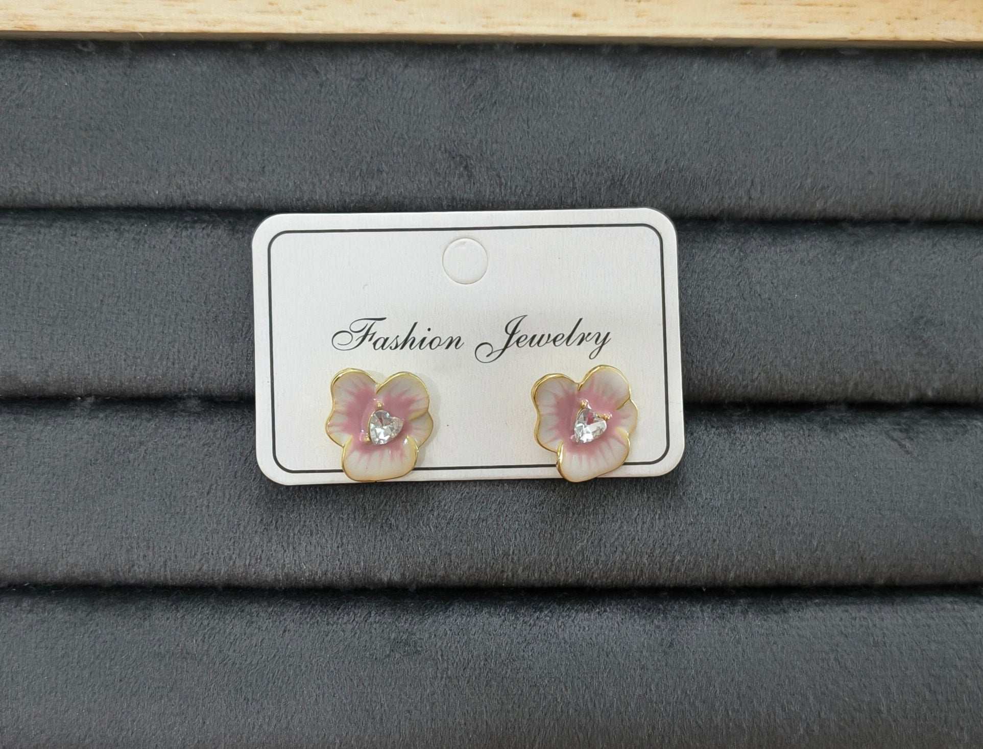 Anitarnish Pink Flower Stud Enamel Earrings